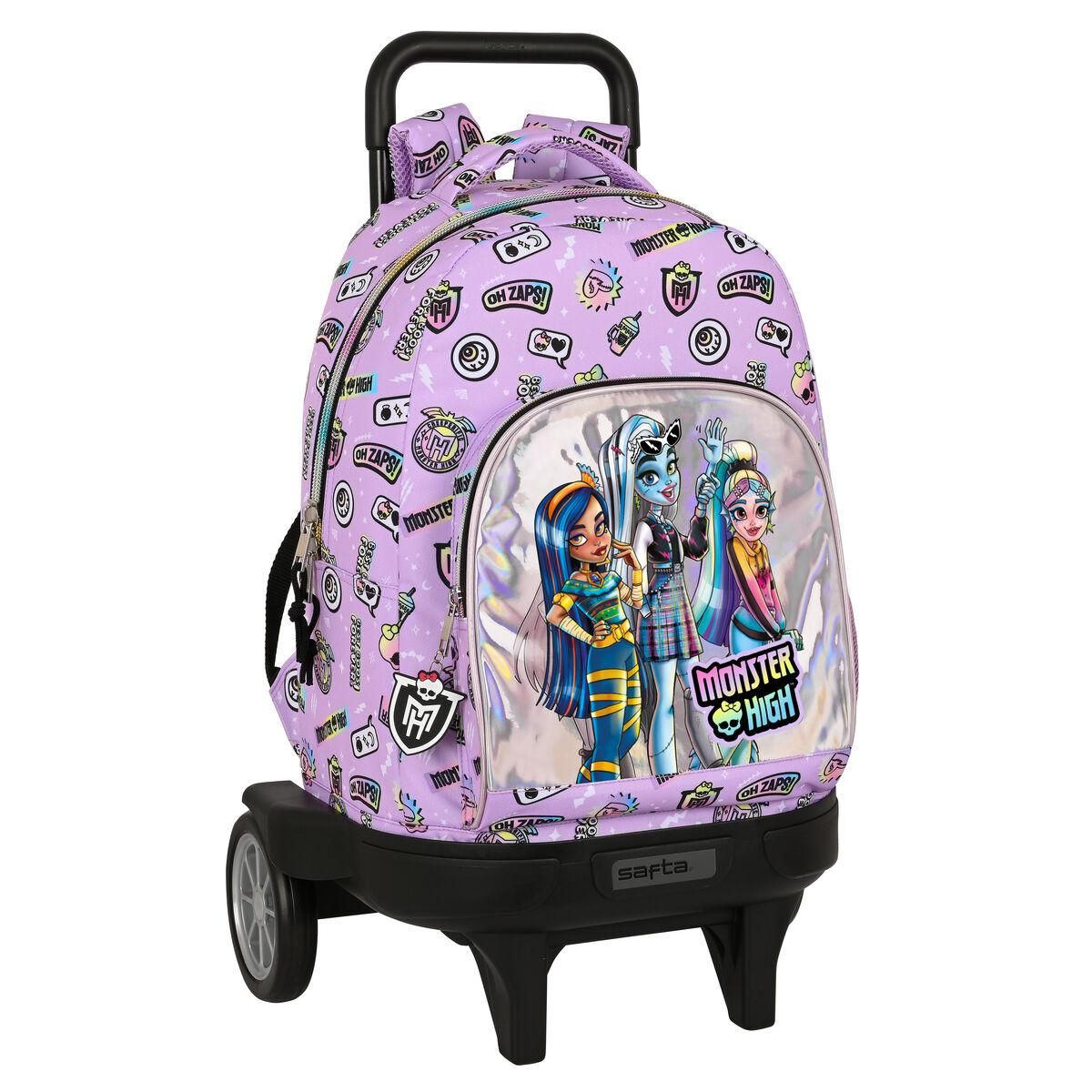 Skolerygsæk med Hjul Monster High Best boos Syren 33 X 45 X 22 cm