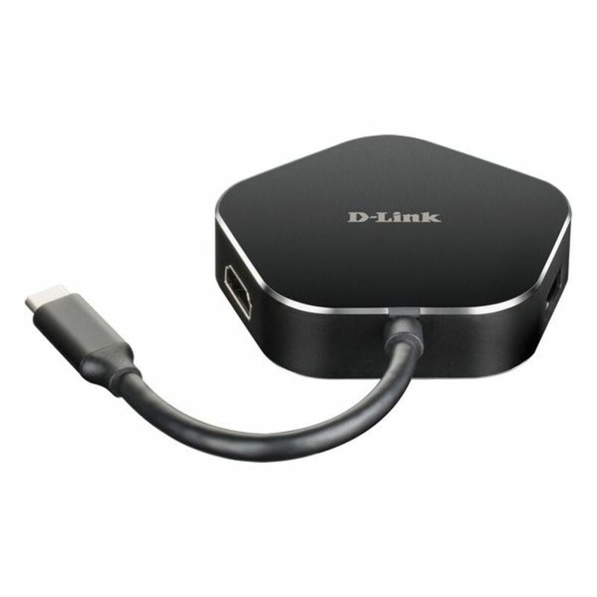 3-Port USB Hub D-Link DUB-M420 Sort/Grå Sort/Sølvfarvet 60 W