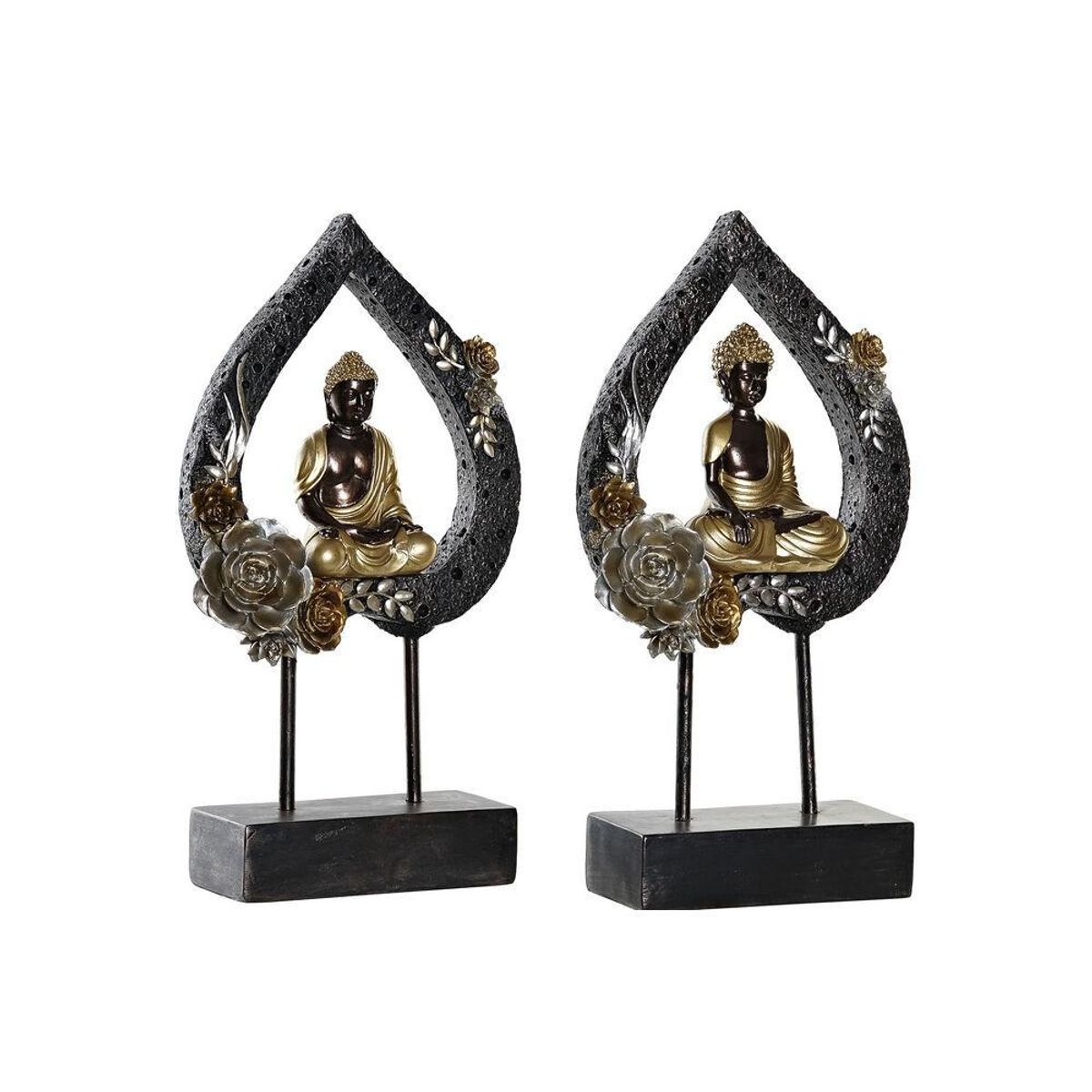 Dekorativ figur Metal Harpiks Buddha (2 stk) (19 x 7.7 x 35 cm)