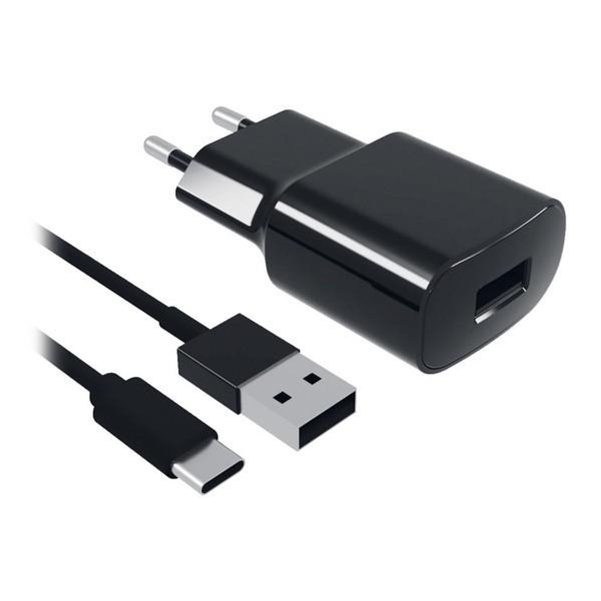 Vægoplader + USB kabel Contact 8427542980744 2A Sort