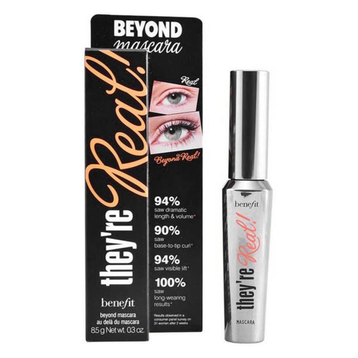 Mascara med Ekstra Volumen Effekt til Øjenvipper They'Re Real! Benefit Re (8,5 g) 8,5 g