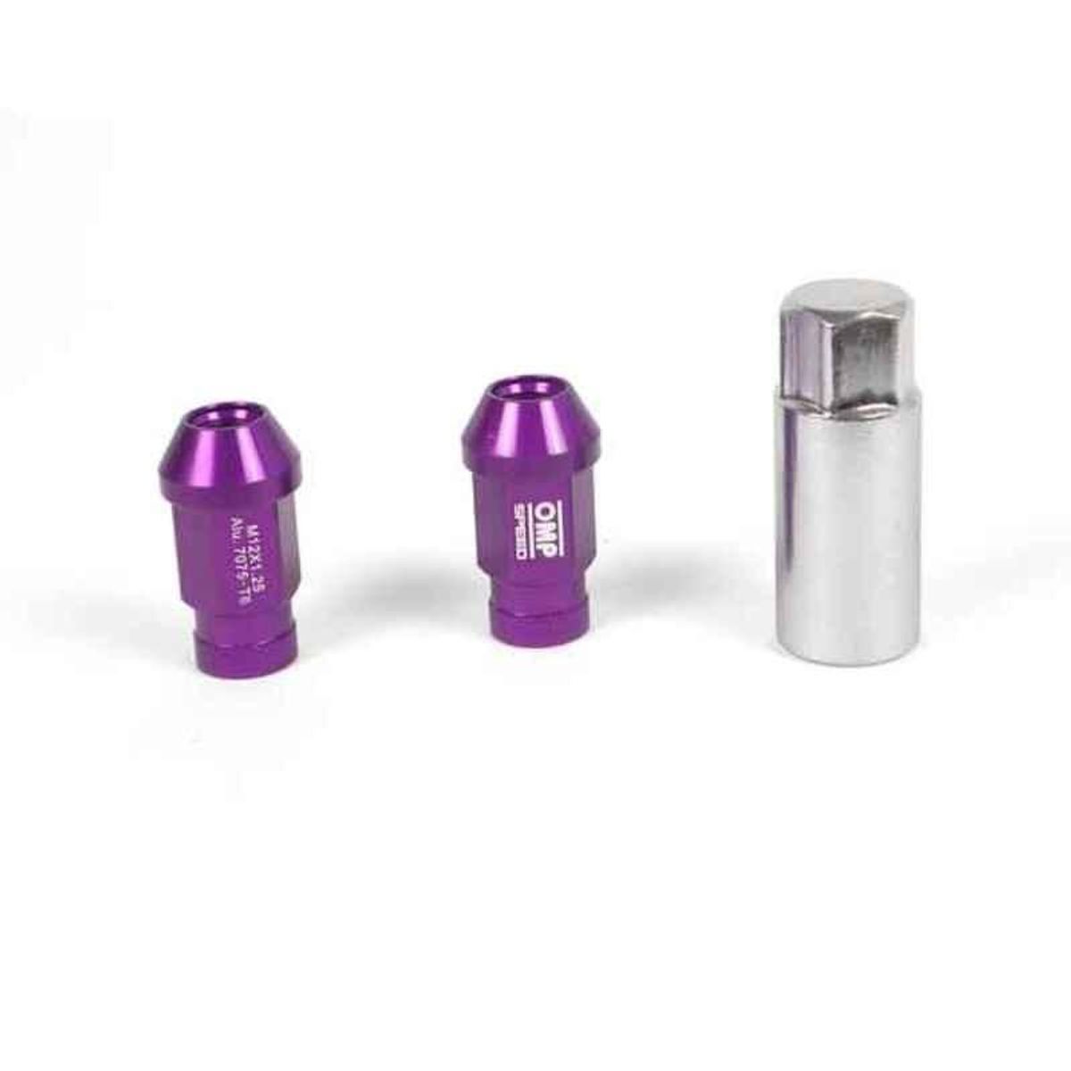 Set Møtrikker OMP 7075 M12 x 1,25 40 mm 20 uds Violet