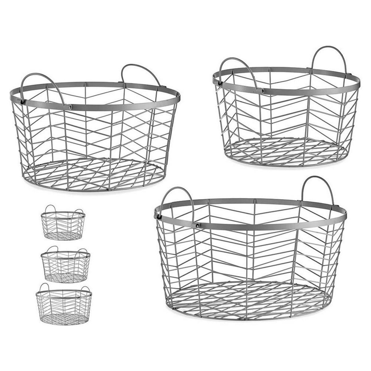 Set med kurve Sølvfarvet Metal 40 x 18 x 40 cm (3 stk)