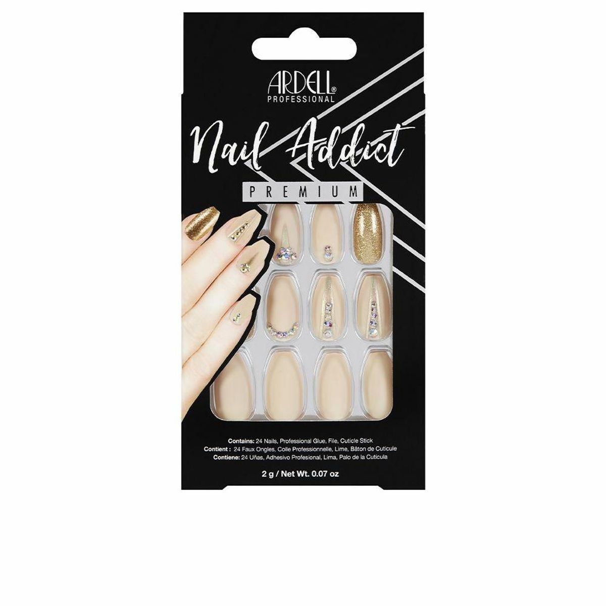 Falske negle Ardell Nail Addict Nude Jeweled (24 stk)