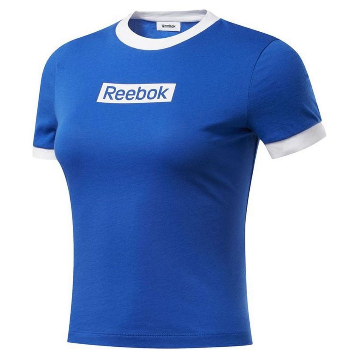 Kortærmet T-shirt til Kvinder Reebok Essentials Linear Logo Blå XS