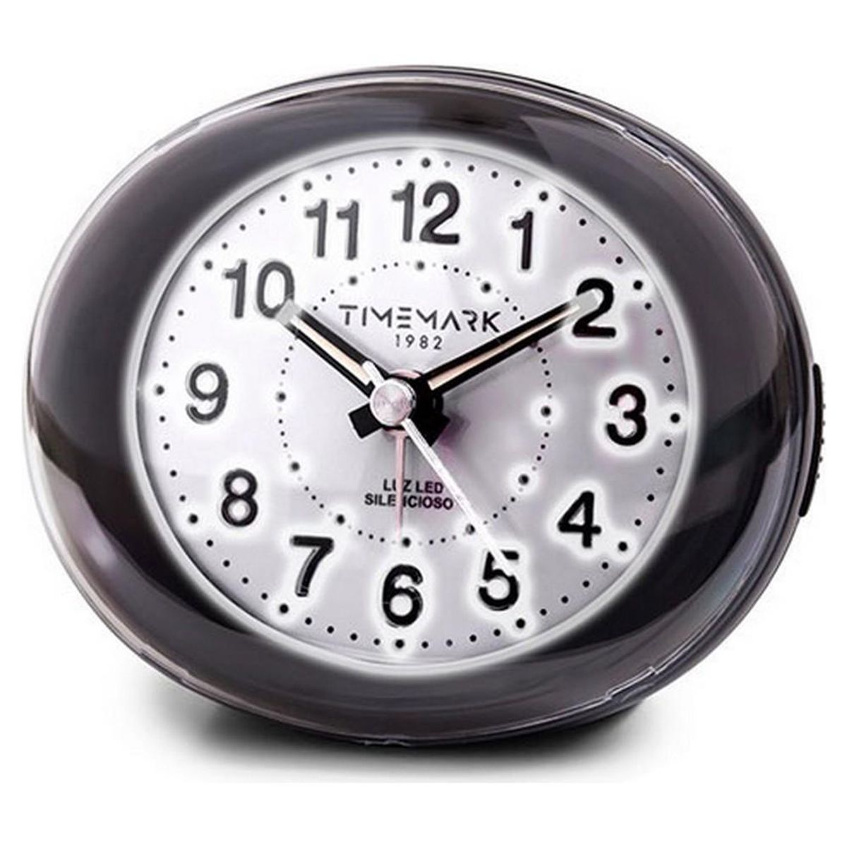 Analogt vækkeur Timemark Sort LED Lys Stille Snooze Aftensprogram 9 x 9 x 5,5 cm (9 x 9 x 5,5 cm)