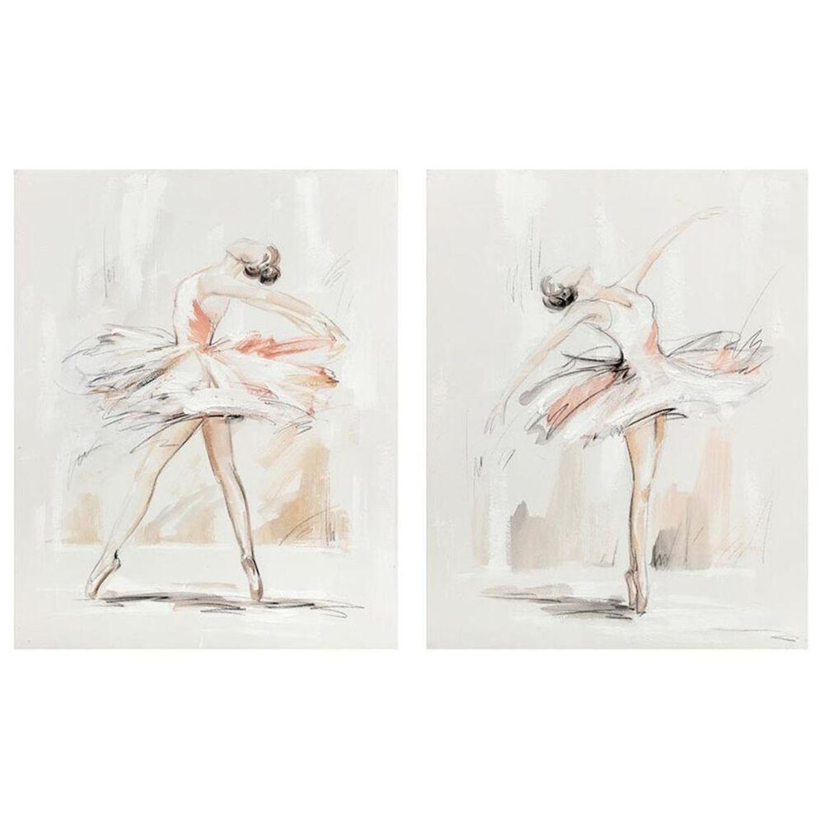 Maleri 80 x 3,7 x 100 cm Ballet ballerina Romantisk (2 enheder)