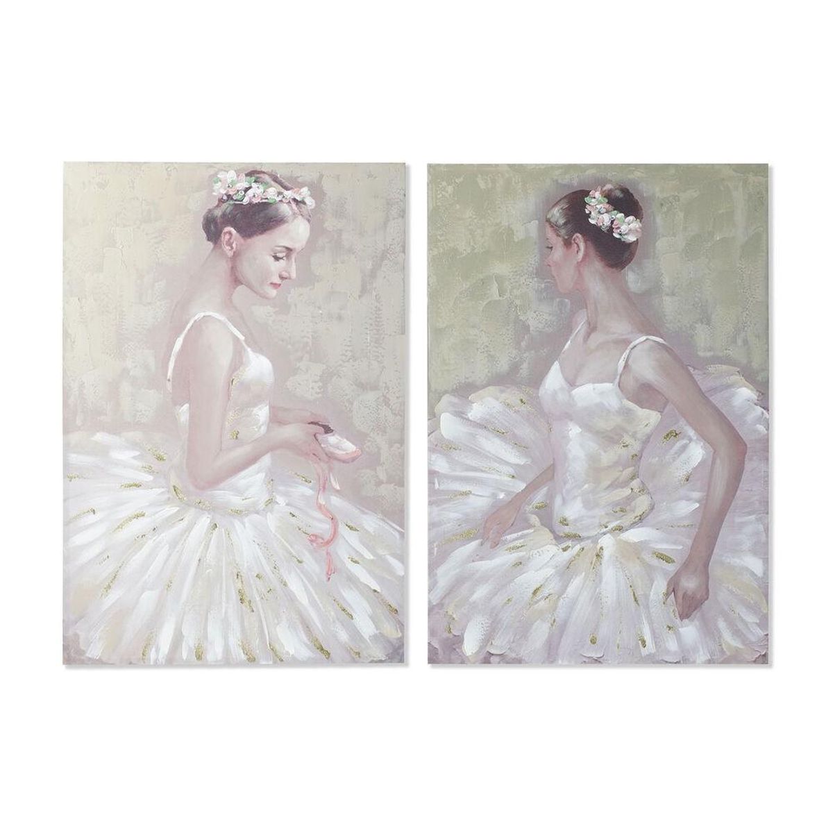 Maleri 80 x 3 x 120 cm Ballet ballerina Traditionel (2 enheder)