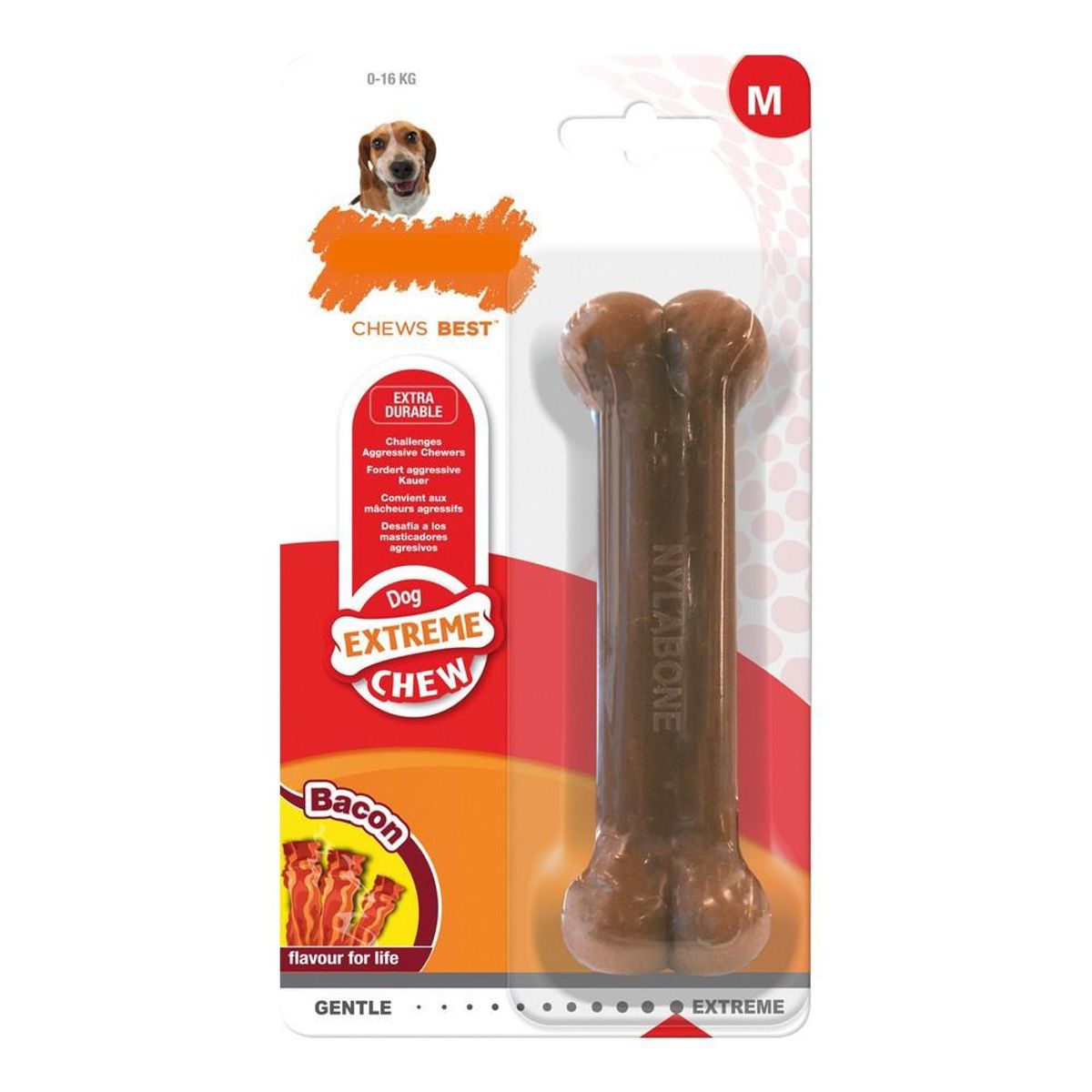 Hund Bidering Nylabone Dura Chew Bacon Størrelse M Nylon