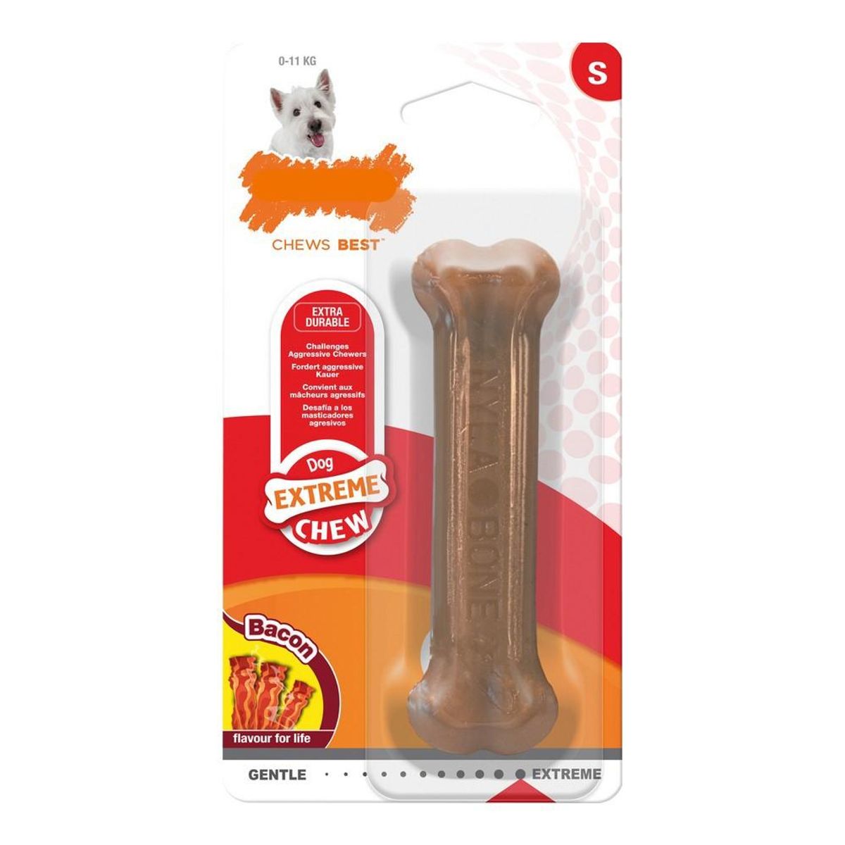 Hund Bidering Nylabone Dura Chew Bacon Størrelse S Nylon