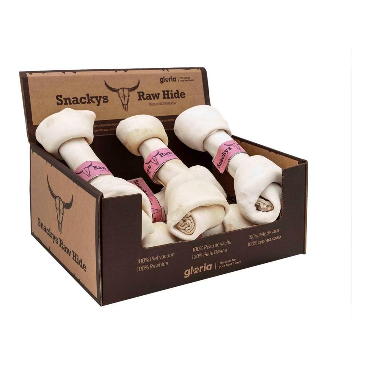 Hundesnack Gloria Snackys Rawhide 20-23 cm Knude 6 enheder