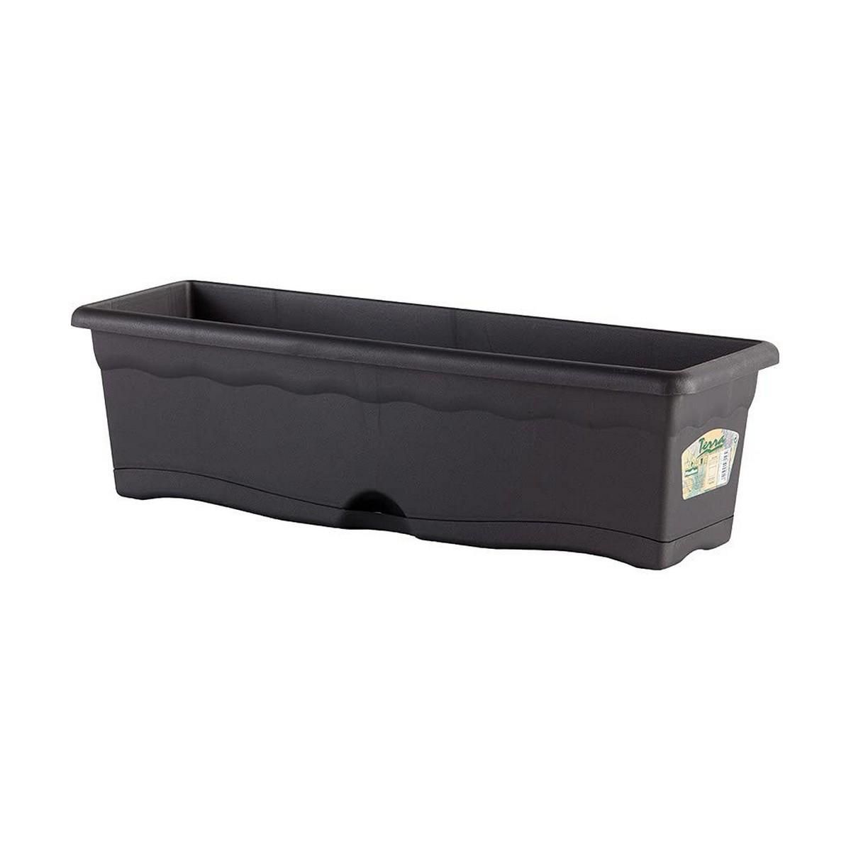 Planter med fad Plastiken Antracit polypropylen 60 x 20 cm