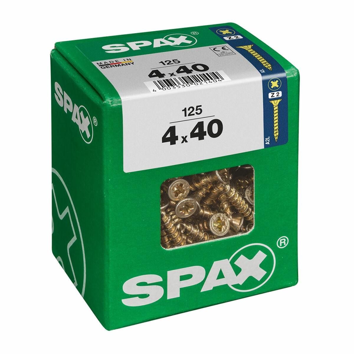 Æske med skruer SPAX Yellox Træ Fladt hoved 125 Dele (4 x 40 mm)