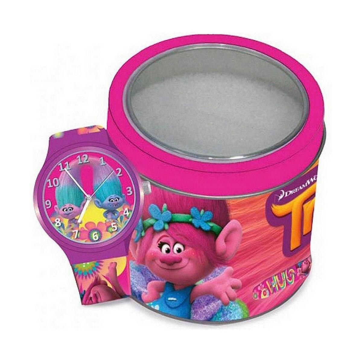 Ur til små børn Cartoon TROLLS - TIN BOX (Ø 33 mm)