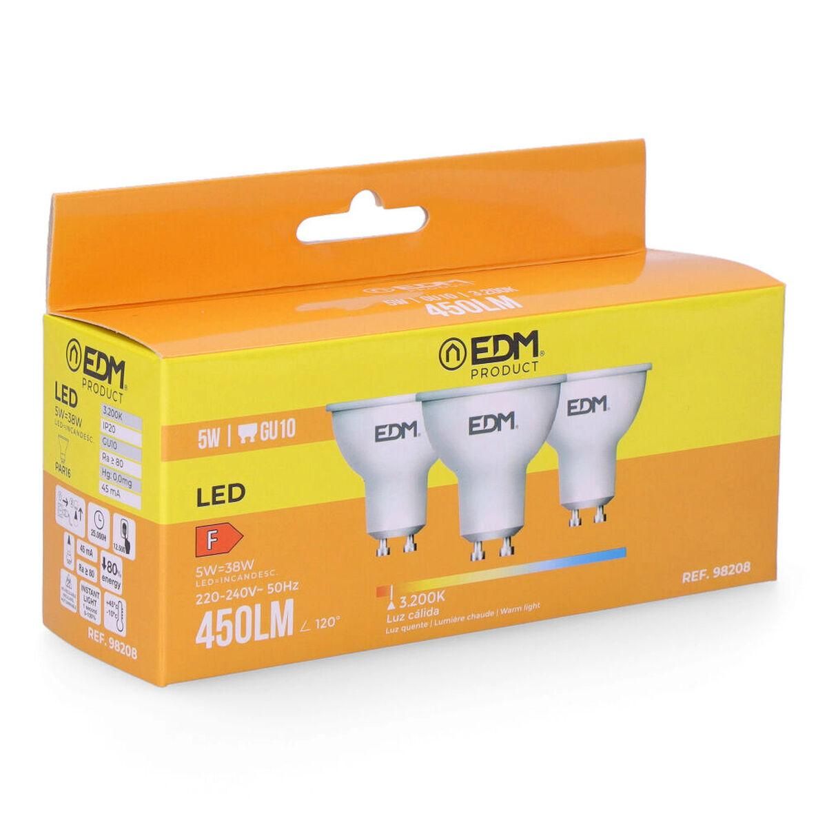 Pack of 3 LED bulbs EDM F 5 W GU10 450 lm Ø 5 x 5,5 cm (3200 K)