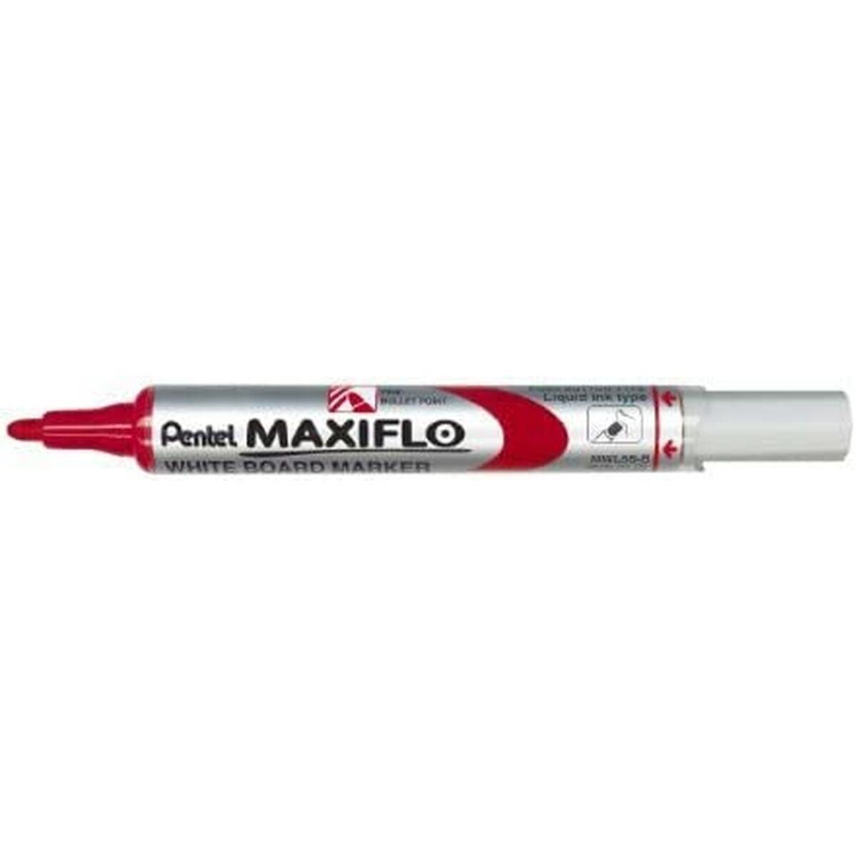 Flydende kridtmarkør Pentel Maxiflo MWL-5S Rød (12 Dele)