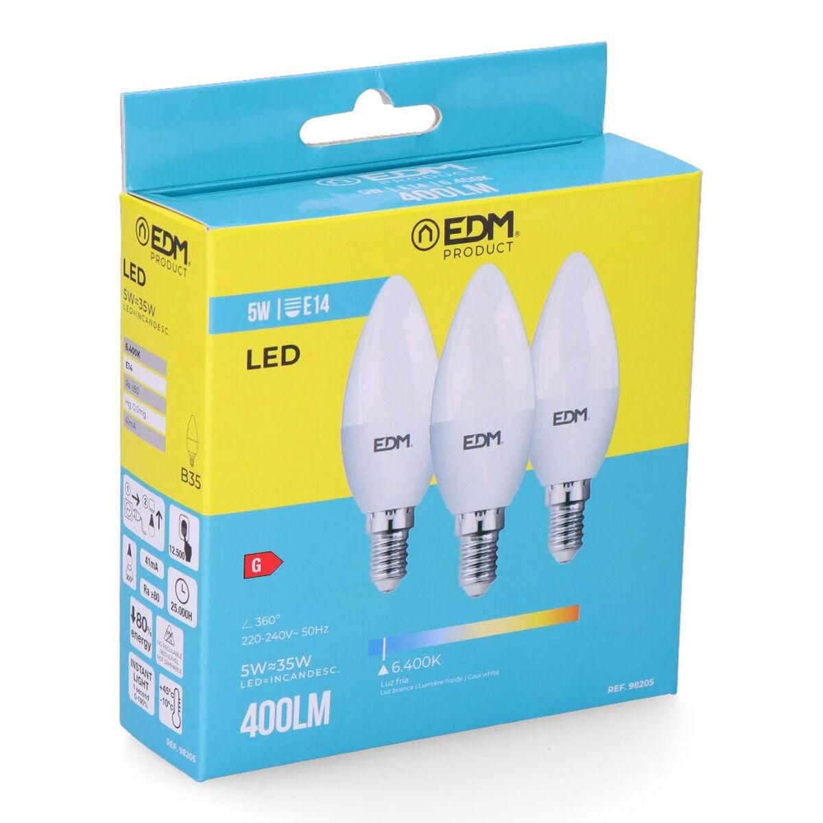 Pack of 3 LED bulbs EDM G 5 W E14 400 lm Ø 3,6 x 10 cm (6400 K)