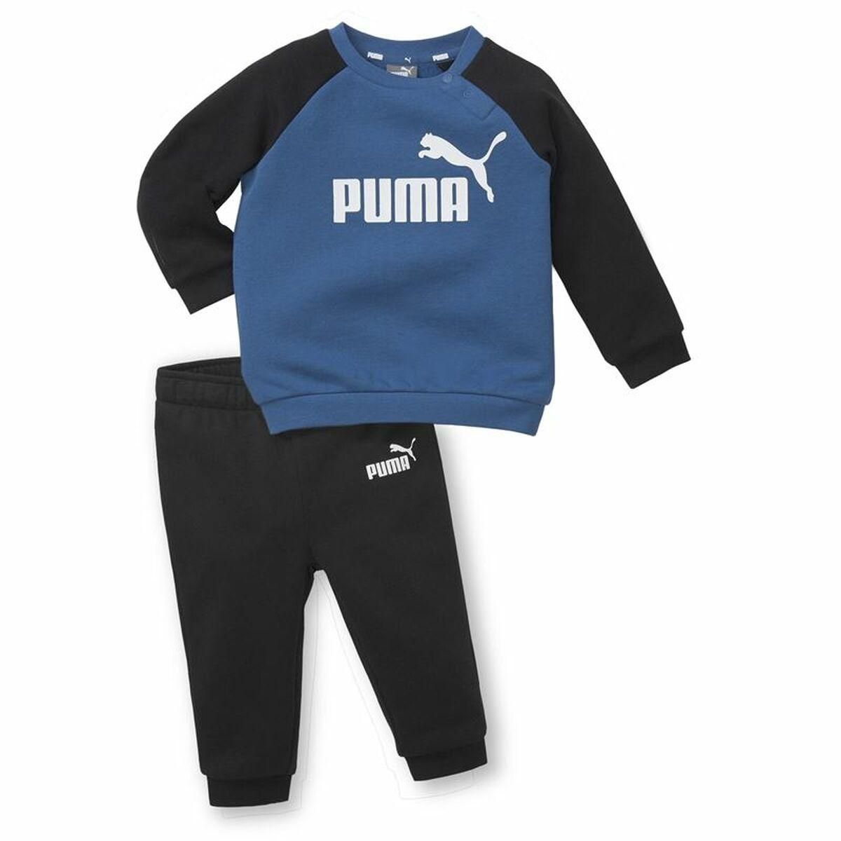 Træningsdragt til børn Puma Minicats Essentials Raglan Sort Blå 9-12 månder