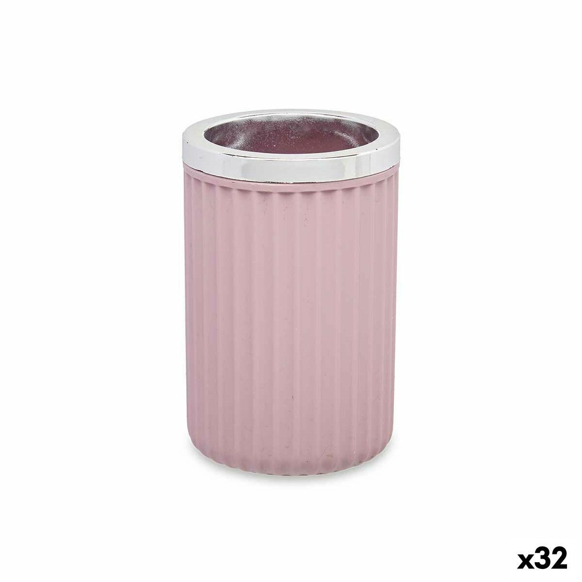 Glas Tandbørsteholder Pink Plastik 32 enheder (7,5 x 11,5 x 7,5 cm)