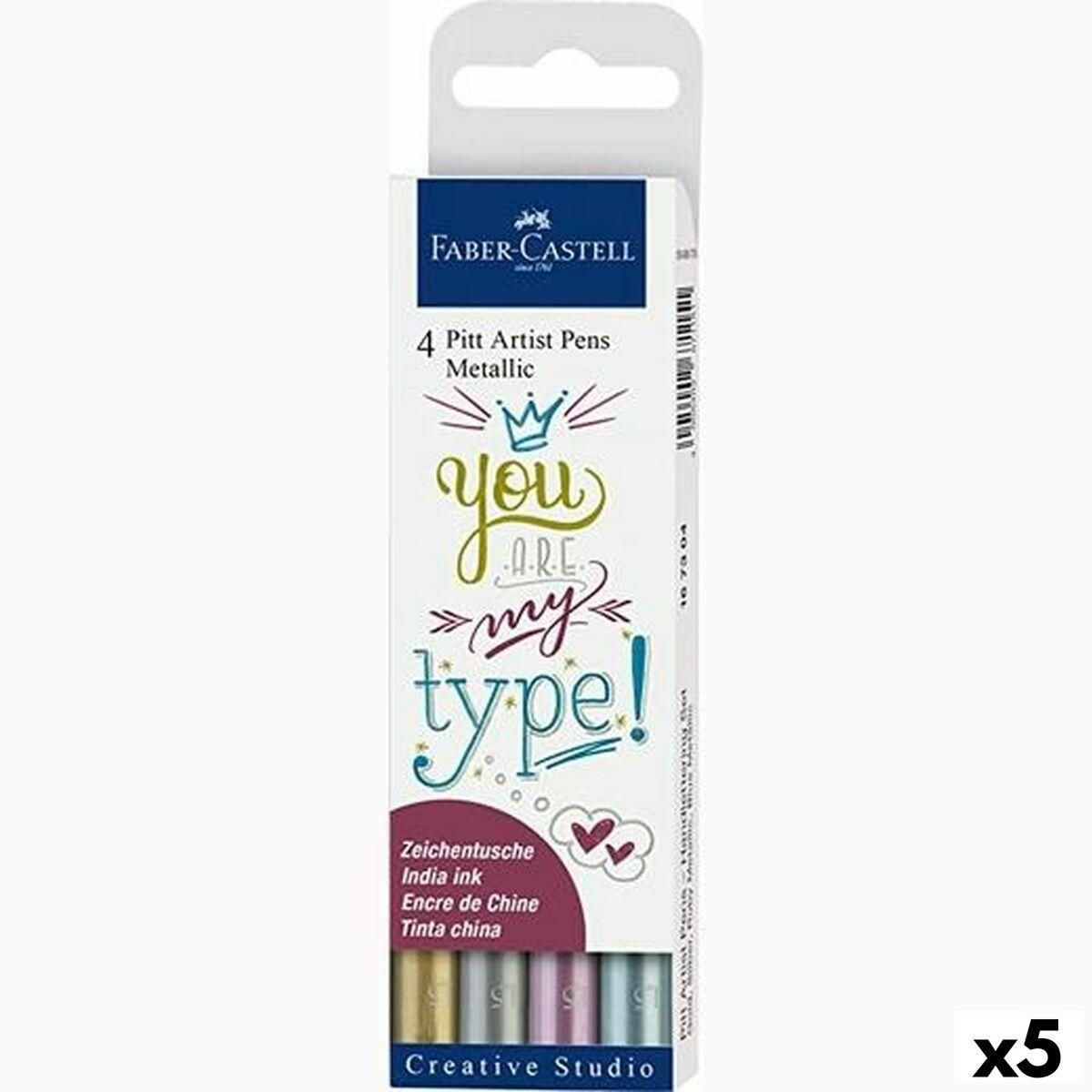 Sæt med Fiberpenne Faber-Castell Pitt Artist Metallic Æske (5 enheder)