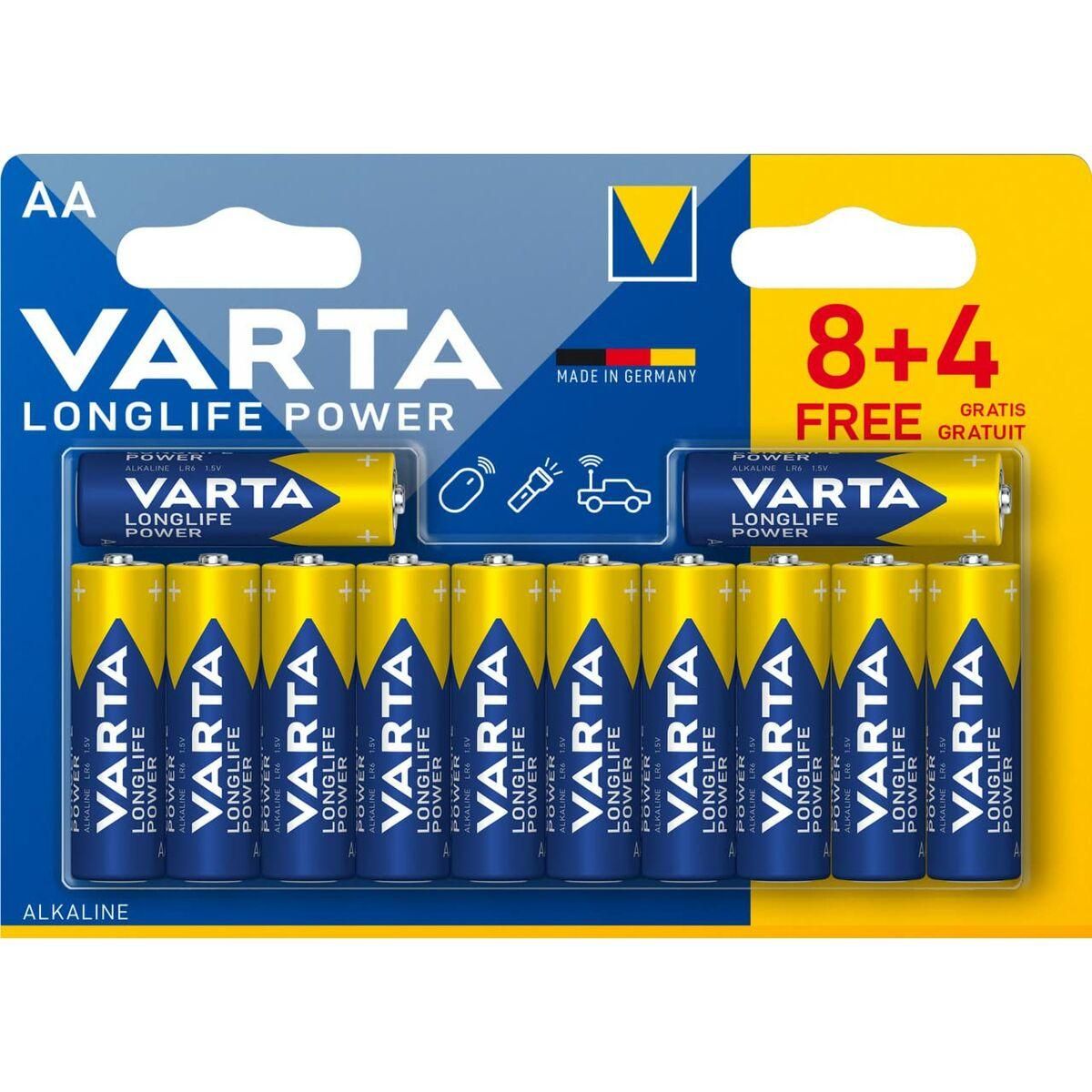 Alkalinebatterier Varta Longlife Power AA 1,5 V (12 enheder)