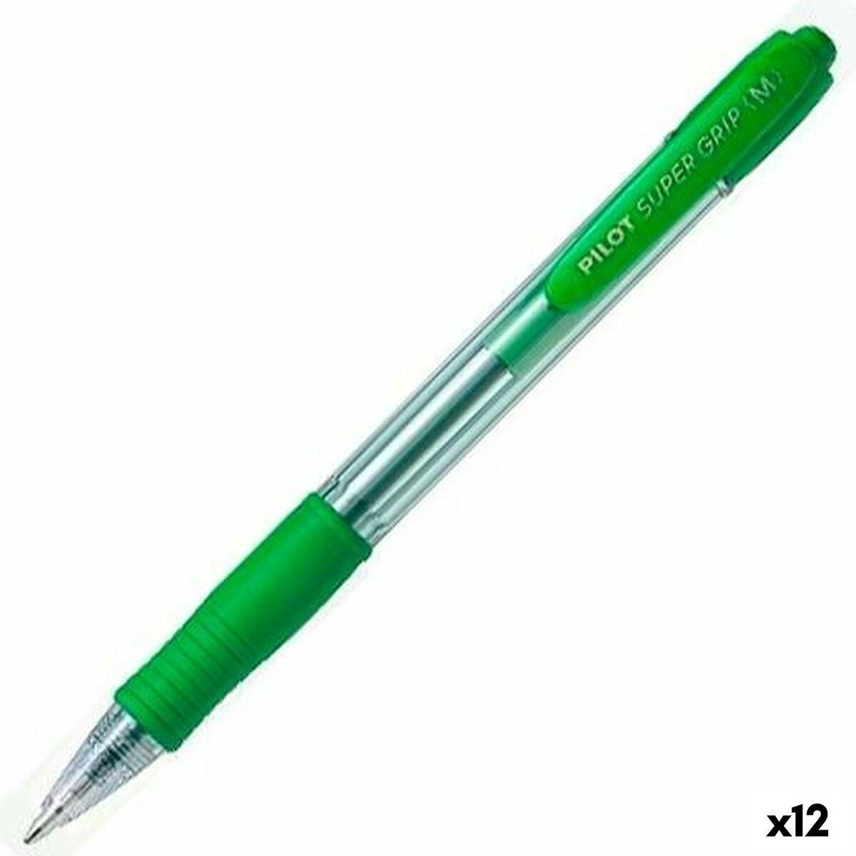 Kuglepen Pilot Supergrip Grøn 0,4 mm (12 enheder)