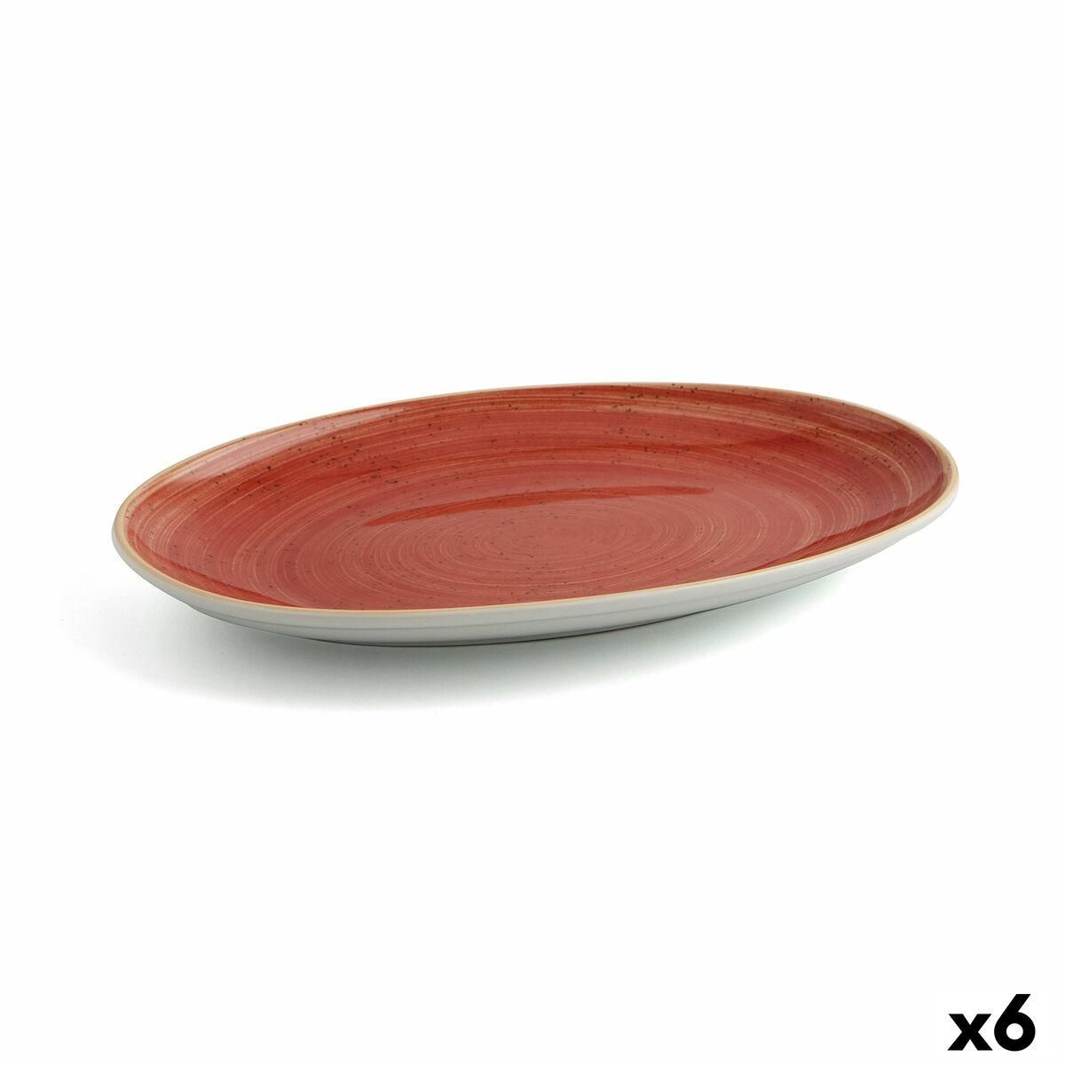 Fad Ariane Terra Oval Keramik Rød (Ø 32 cm) (6 enheder)