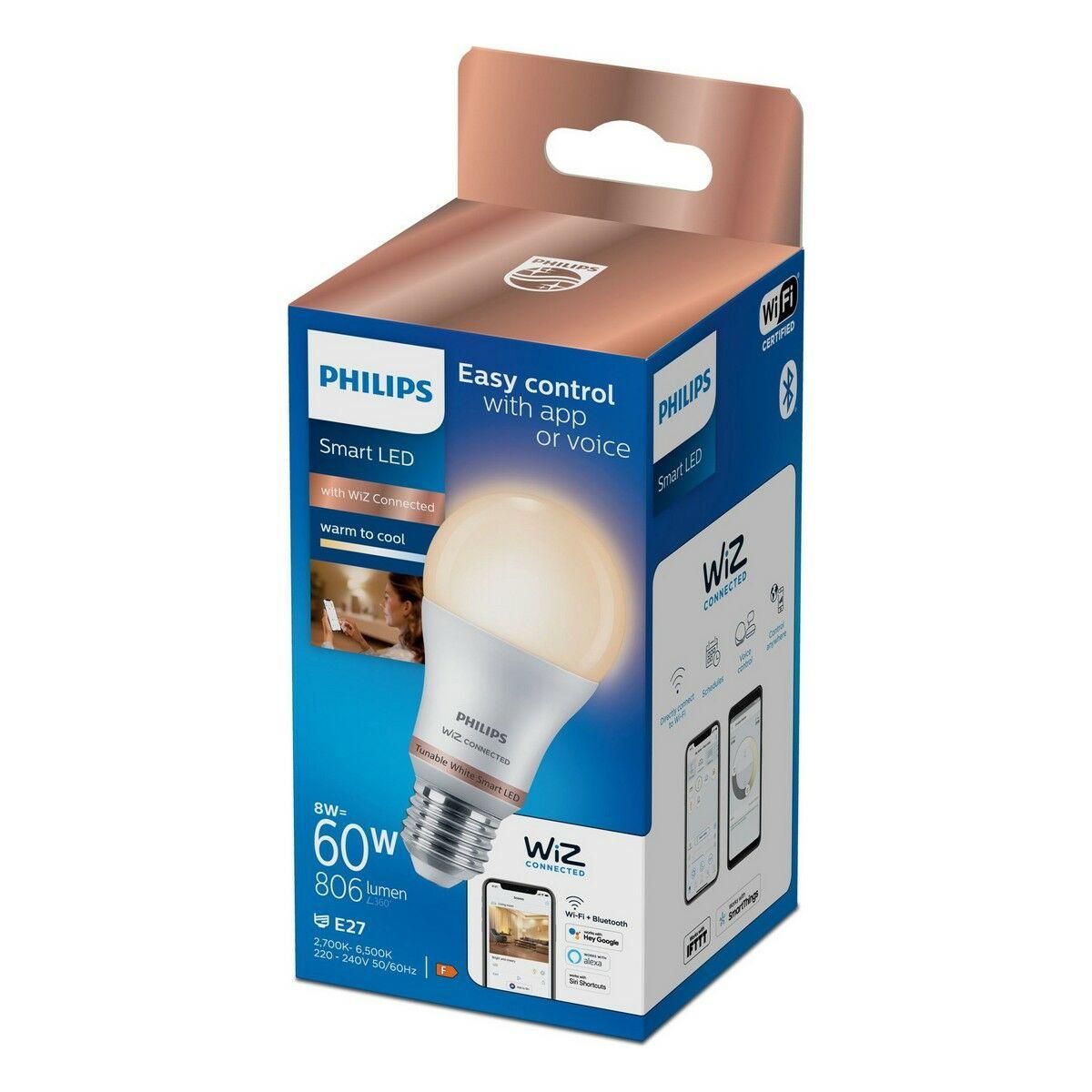 LED-lampe Philips Wiz Standard Hvid F 8 W E27 806 lm (2700-6500 K)