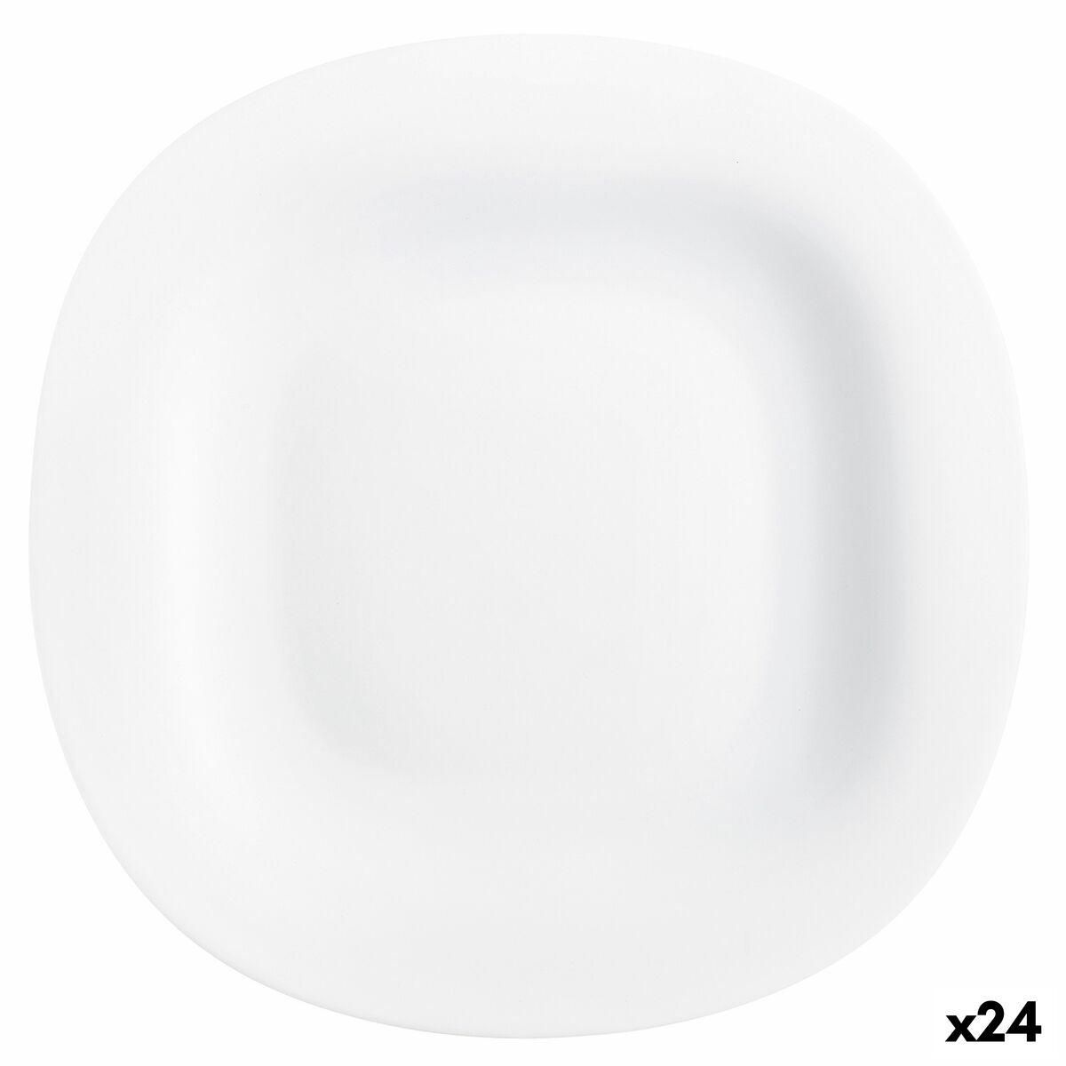 Flad Plade Luminarc Carine Blanco Hvid Glas Ø 26 cm (24 enheder)