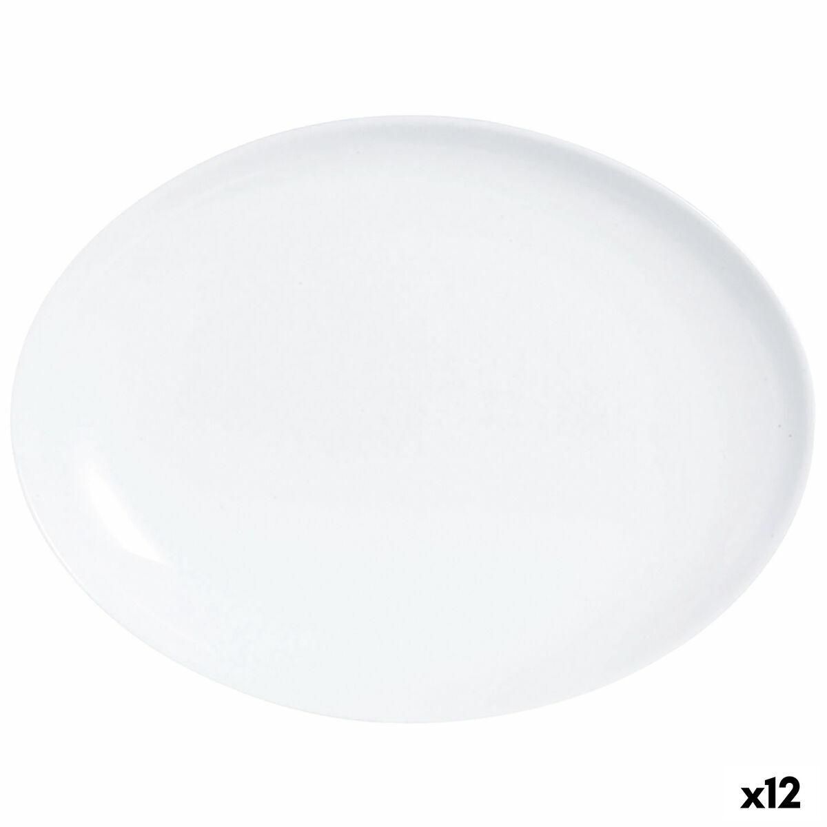 Fad Luminarc Diwali Oval Hvid Glas (33 x 25 cm) (12 enheder)