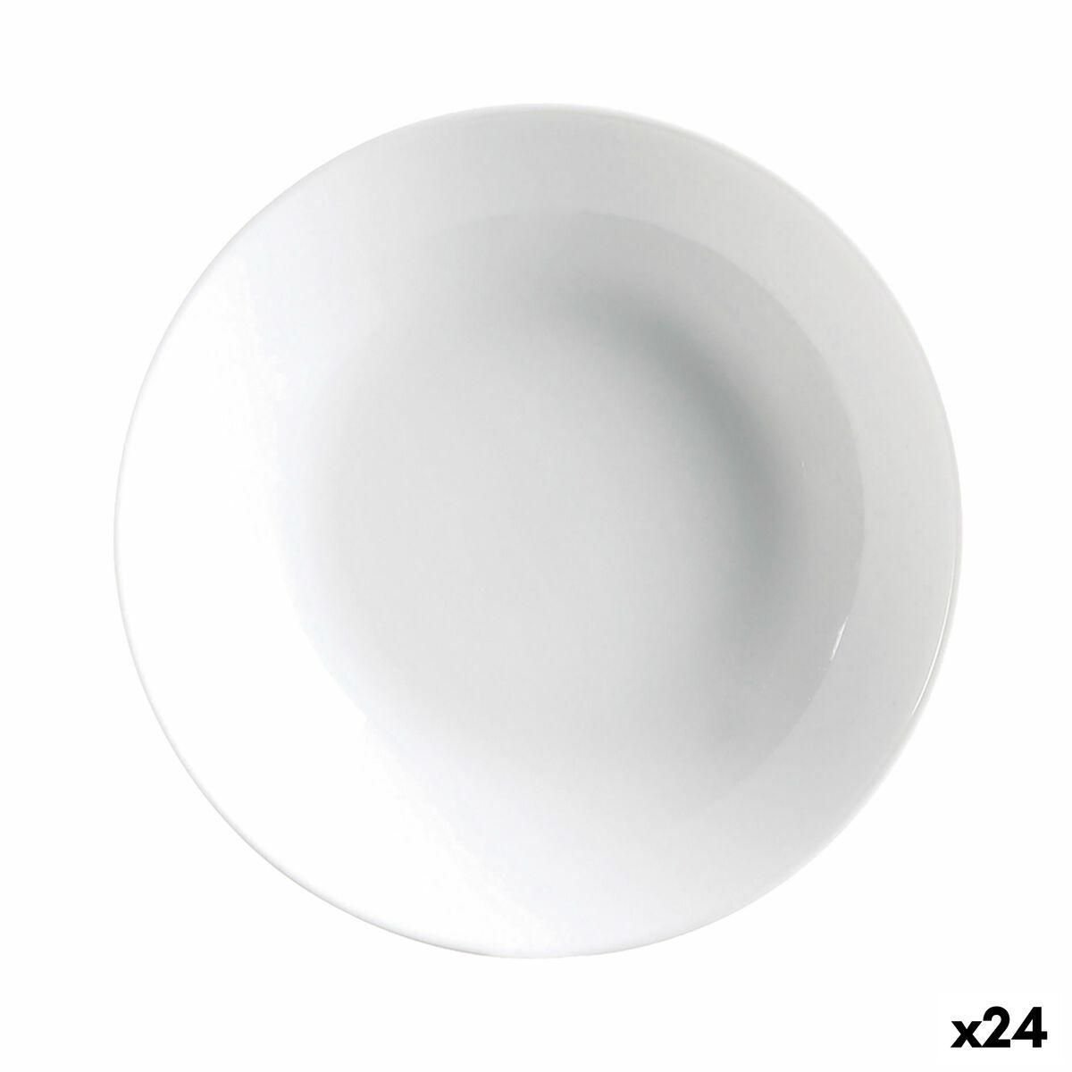 Dyb tallerken Luminarc Diwali 20 cm Hvid Glas (24 enheder)