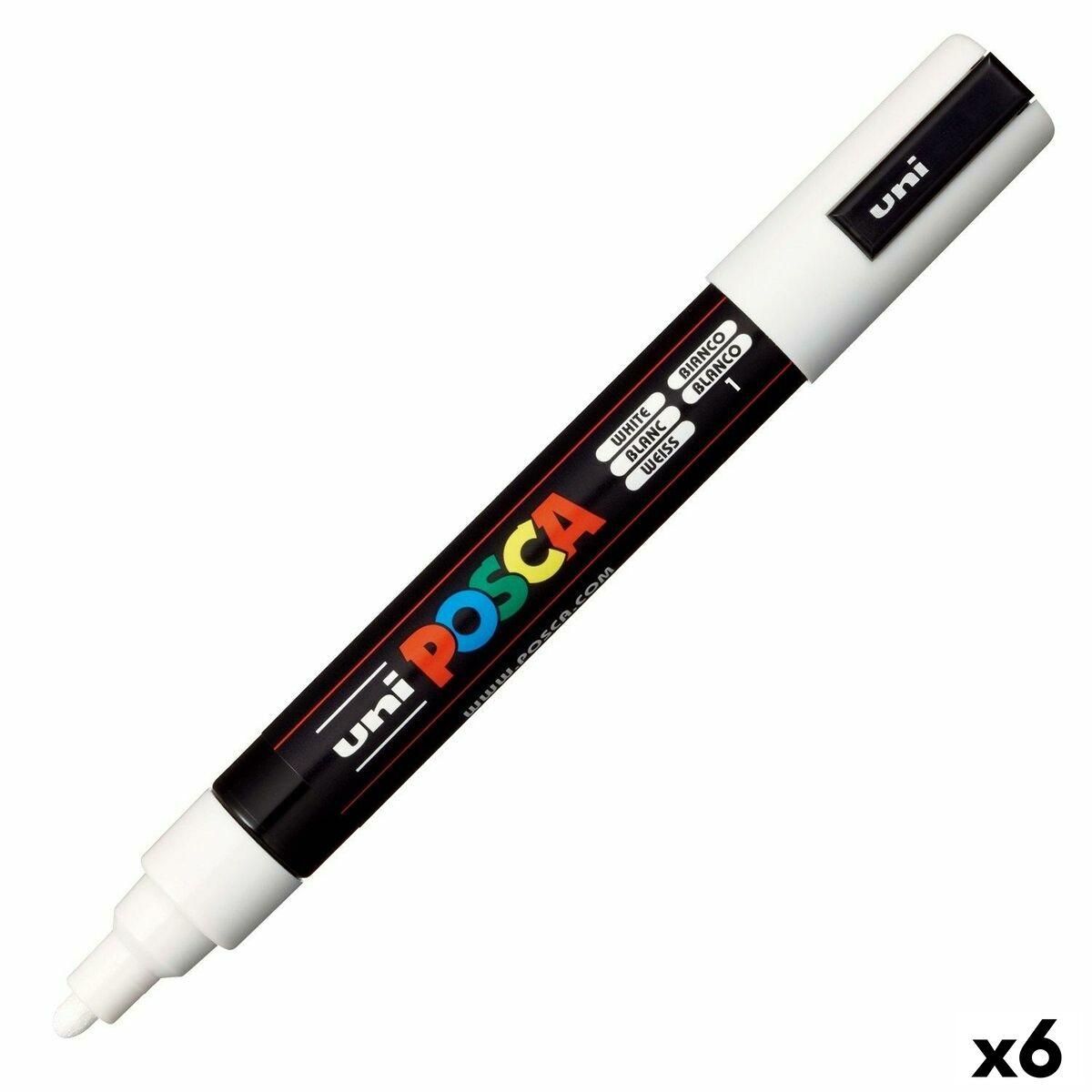 Markør POSCA PC-5M Hvid (6 enheder)