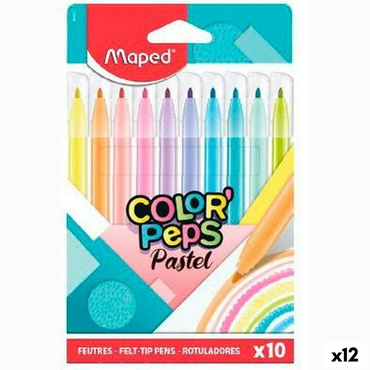 Sæt med Fiberpenne Maped Color' Peps Multifarvet 10 Dele (12 enheder)