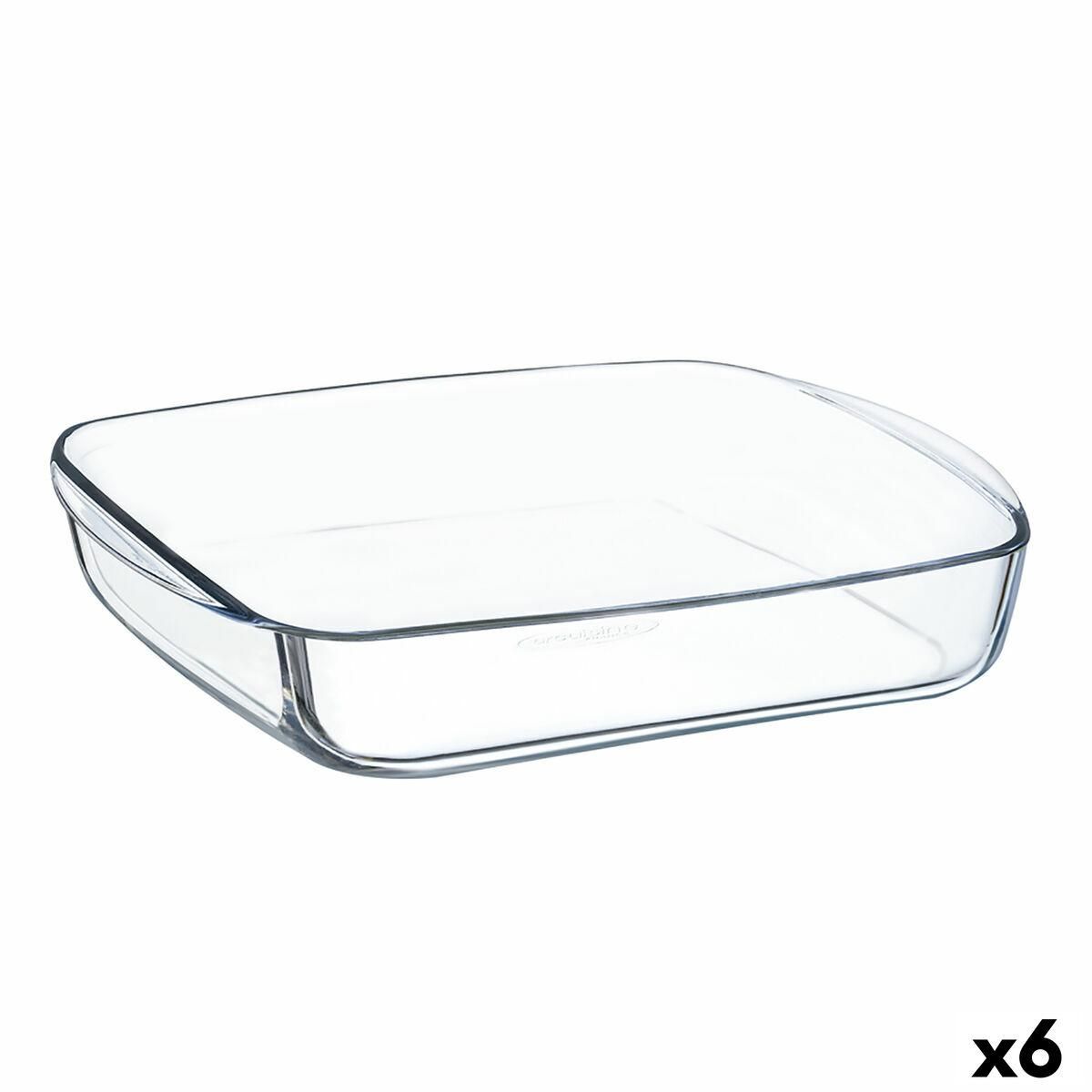 Fad Ô Cuisine Firkantet 25 x 22 x 5 cm Gennemsigtig Glas (6 enheder)