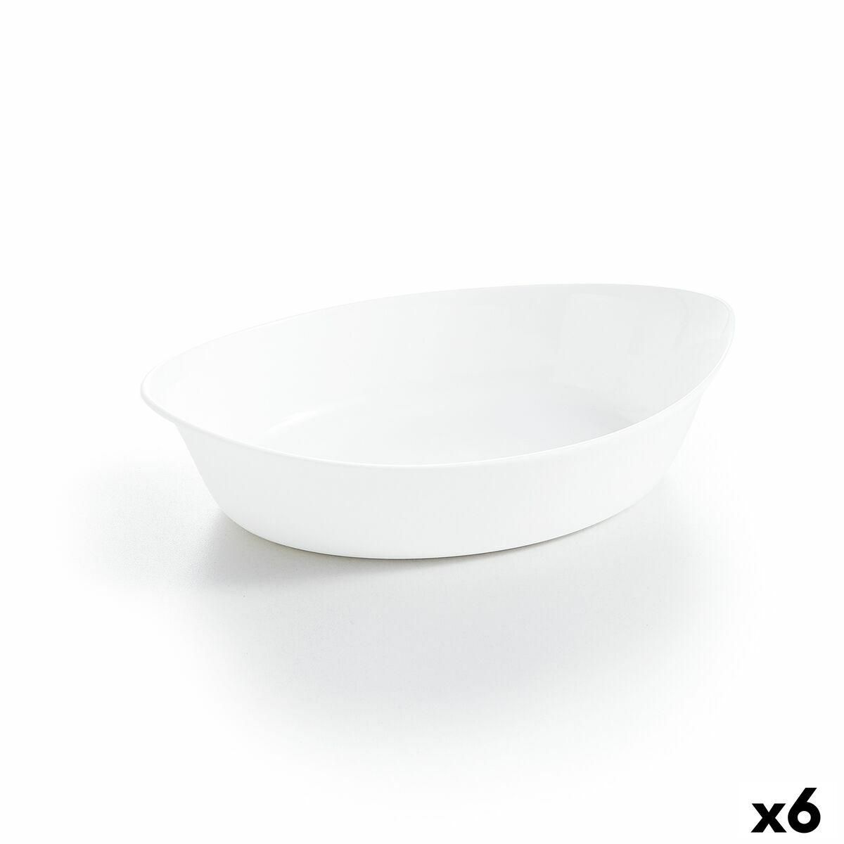 Fad Luminarc Smart Cuisine Oval Hvid Glas 25 x 15 cm (6 enheder)