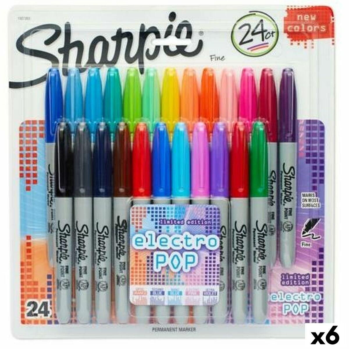 Sæt med Fiberpenne Sharpie Electro Pop Multifarvet 24 Dele 1 mm (6 enheder)