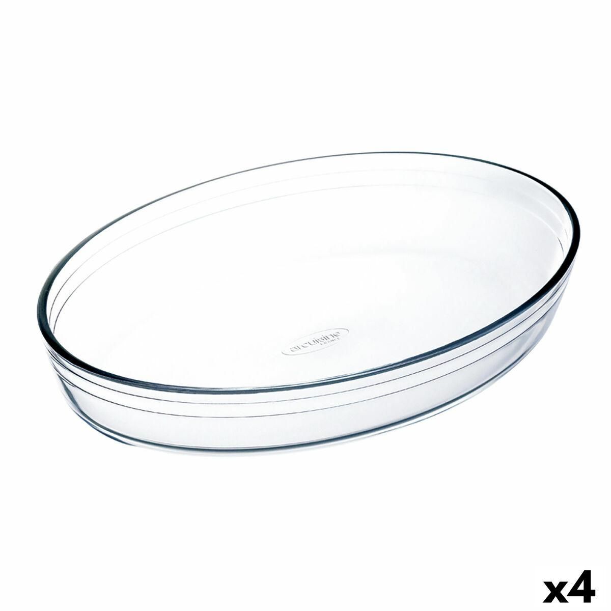 Ovn Fad Ô Cuisine Ocuisine Vidrio Gennemsigtig Glas Oval 30 x 21 x 7 cm (4 enheder)