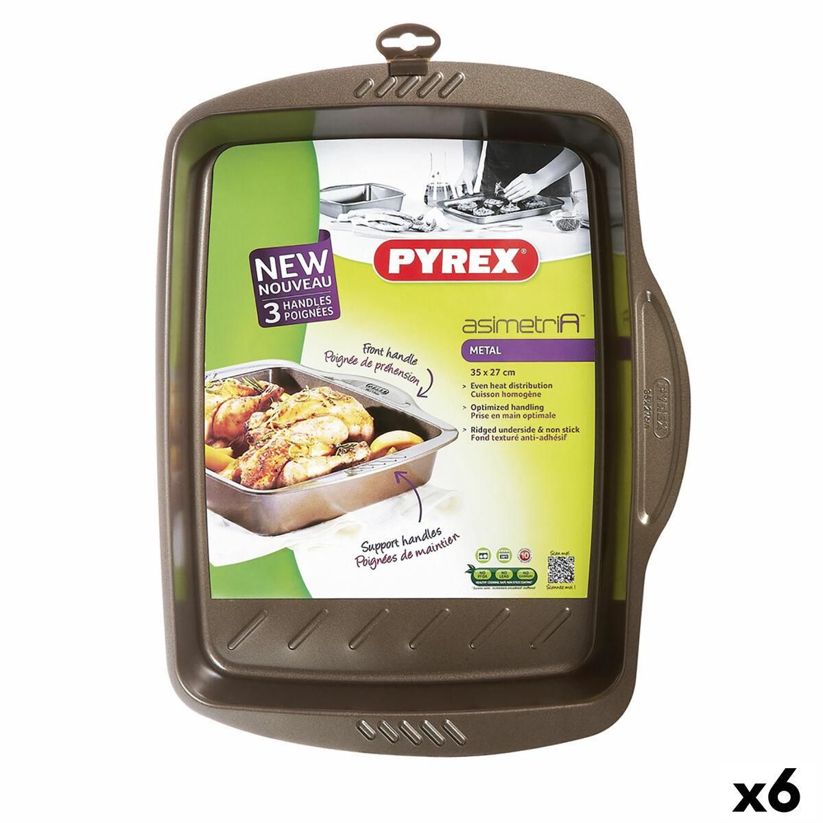 Rektangulær Form Pyrex Asimetria Sort Metal 35 x 27 cm Rektangulær (6 enheder)