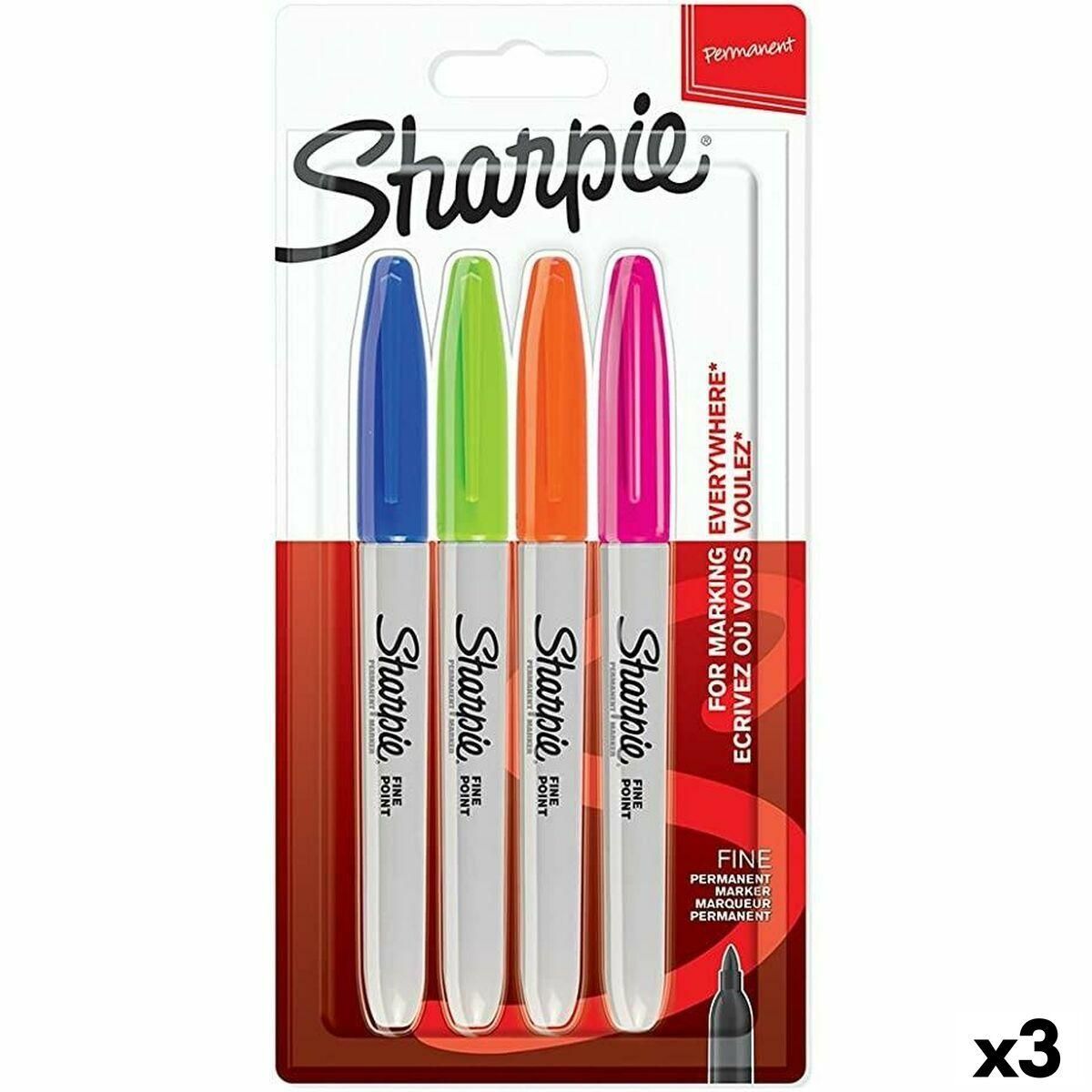 Sæt med Fiberpenne Sharpie 4 Dele Multifarvet (3 enheder)