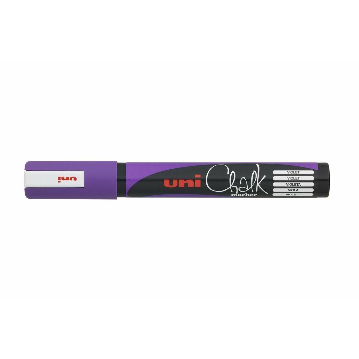 Flydende kridtmarkør Uni-Ball PWE-5M Violet (6 Dele)