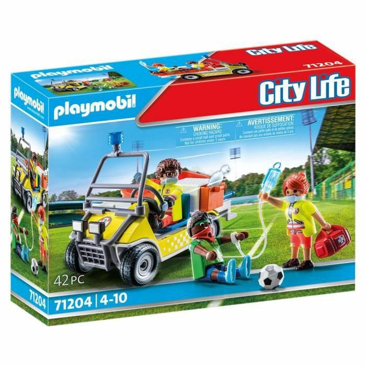 Legetøjssæt med køretøjer Playmobil 71204 Fodboldspiller 42 Dele