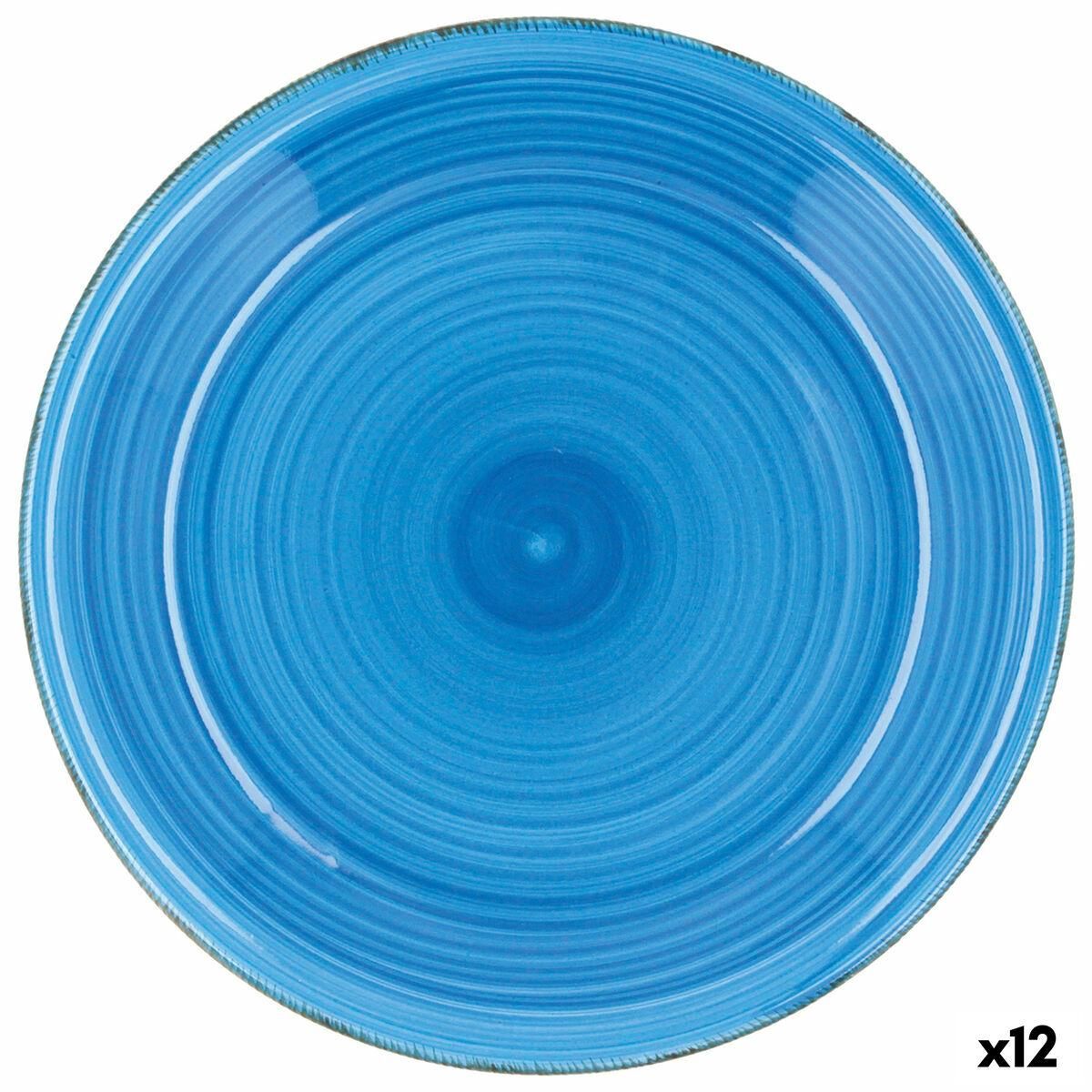 Flad Plade Quid Vita Azul Blå Keramik Ø 27 cm (12 enheder)