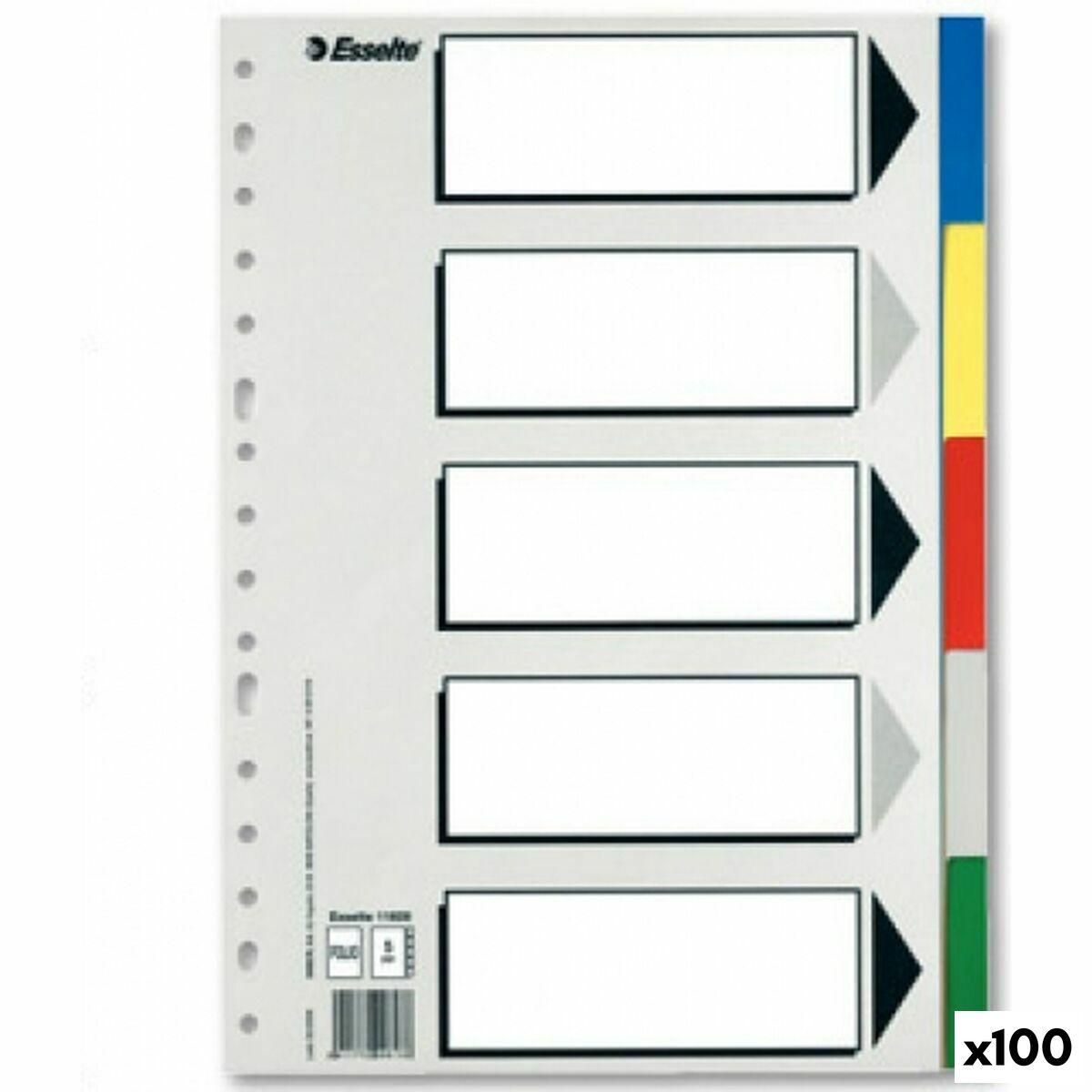 Faneblade Esselte 5 Ark Multifarvet Din A4 (100 enheder)