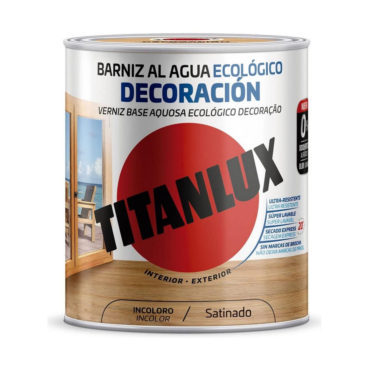 Vandbaseret maling Titanlux m21100014 Økologisk 250 ml Farveløs Satin finish