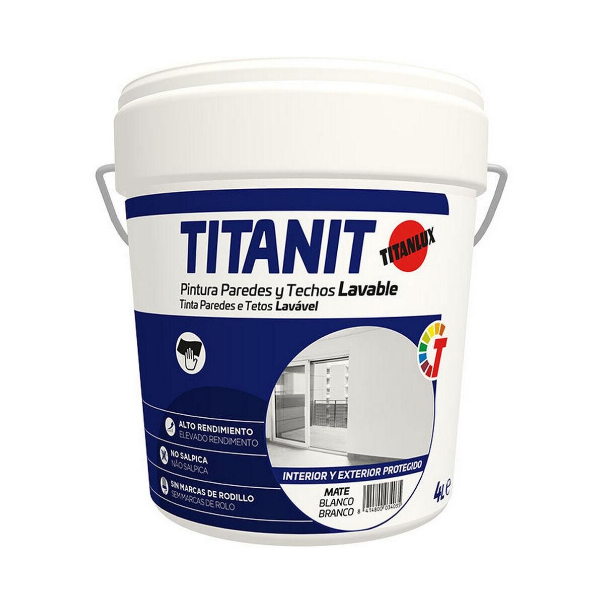 Maling Titanlux Titanit 029190004 Ceiling Væg Kan vaskes Hvid Mat 4 L