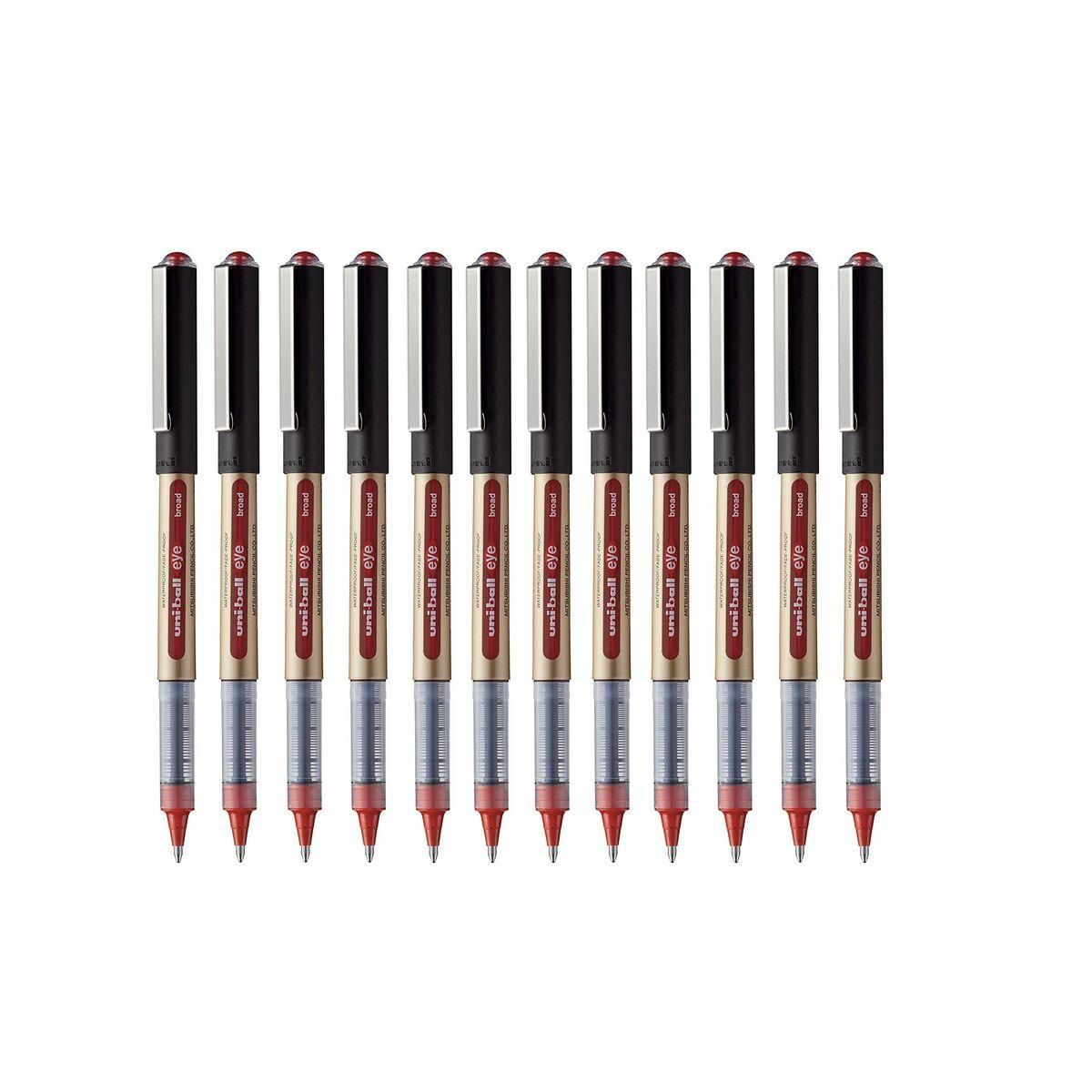 Pen med flydende blæk Uni-Ball Rollerball Eye Broad UB-150 Rød 1 mm (12 Dele)