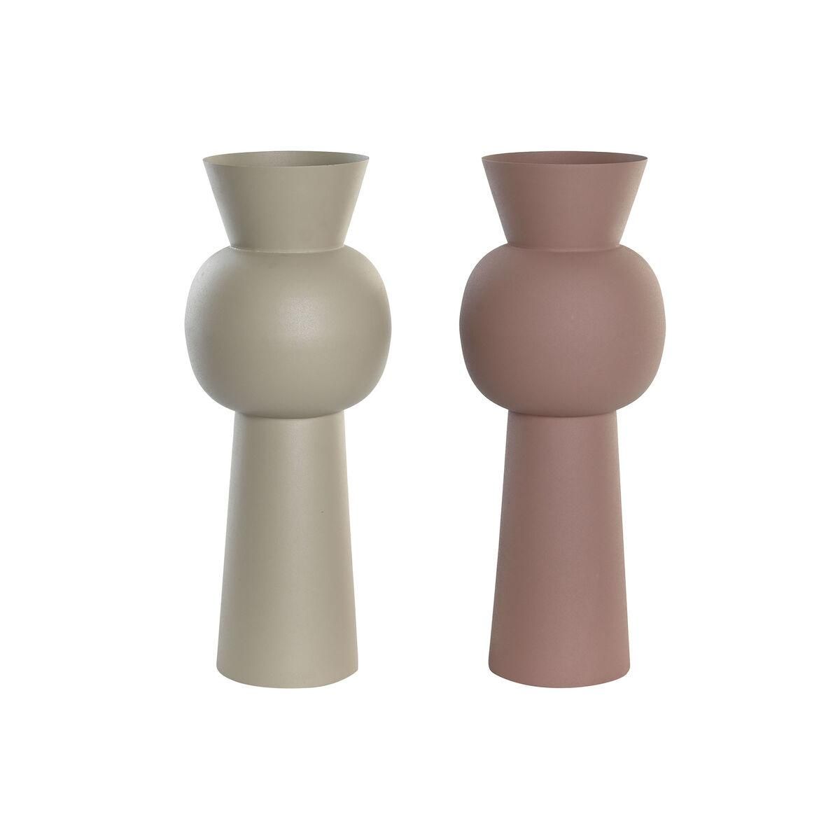 Vase Beige Pink Jern 19 x 19 x 51,5 cm (2 enheder)