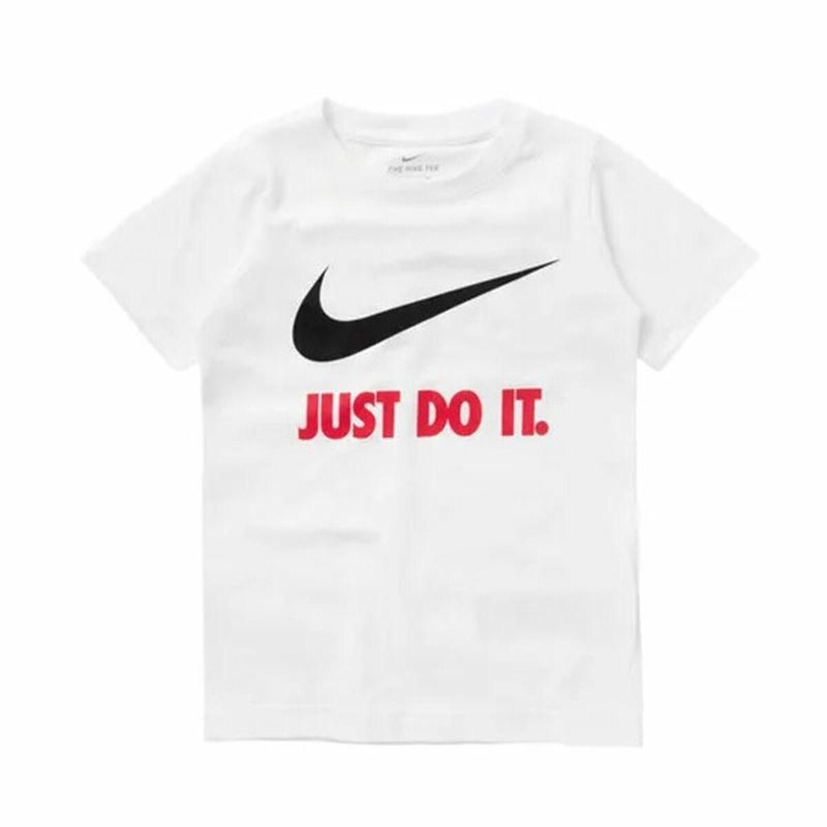 Børne Kortærmet T-shirt Nike Swoosh Just Do It Hvid 5-6 år