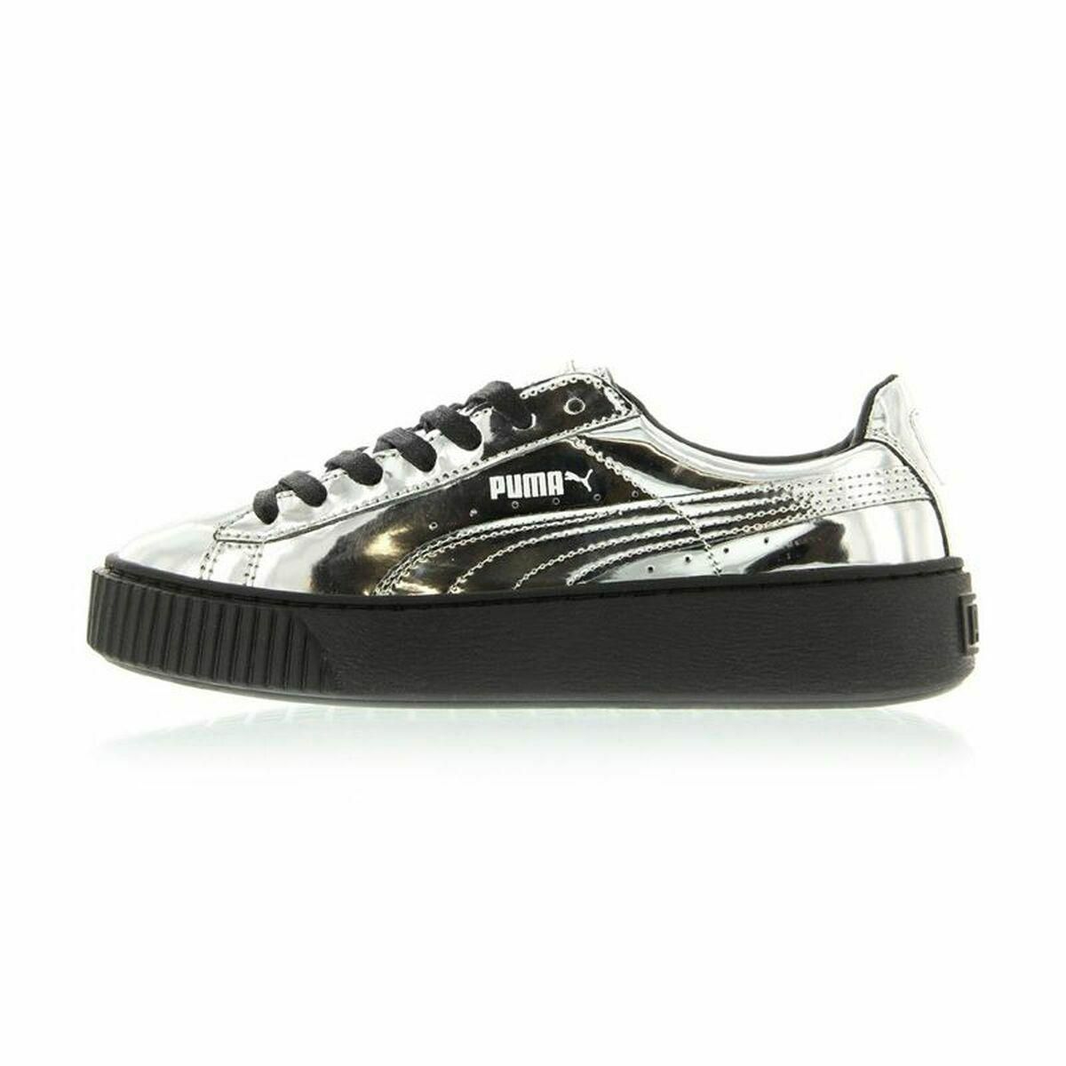 Sportssneakers til damer Puma Basket Platform Metallic Lysegrå 36