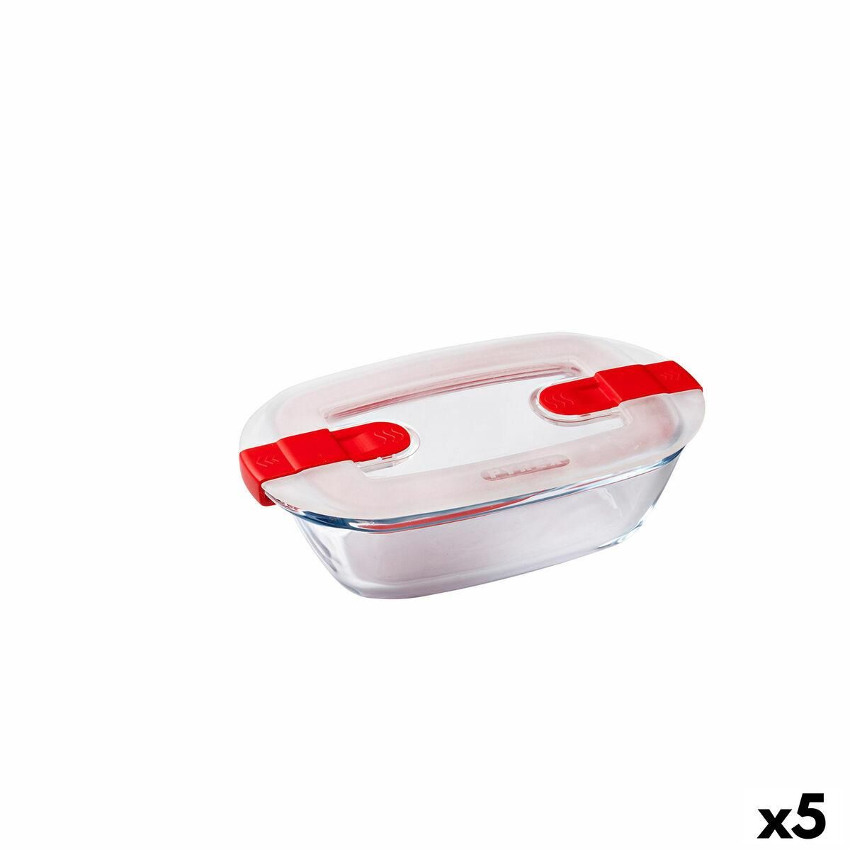 Hermetisk madkasse Pyrex Cook & Heat Rektangulær 400 ml 17 x 10 x 5 cm Gennemsigtig Glas (5 enheder)